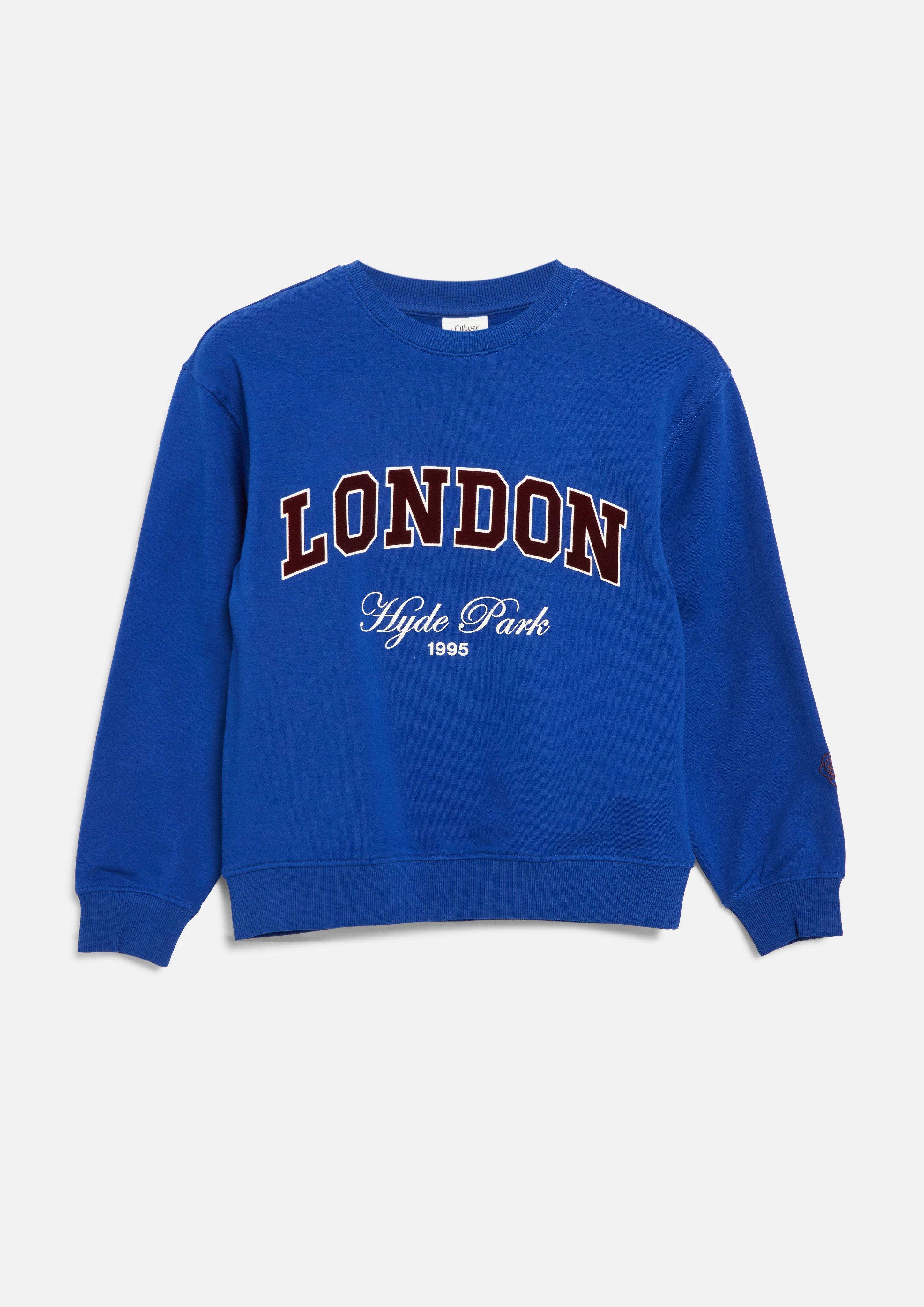 Djeca Mekana oversized sportska majica s flock printom u boji plava od s.Oliver