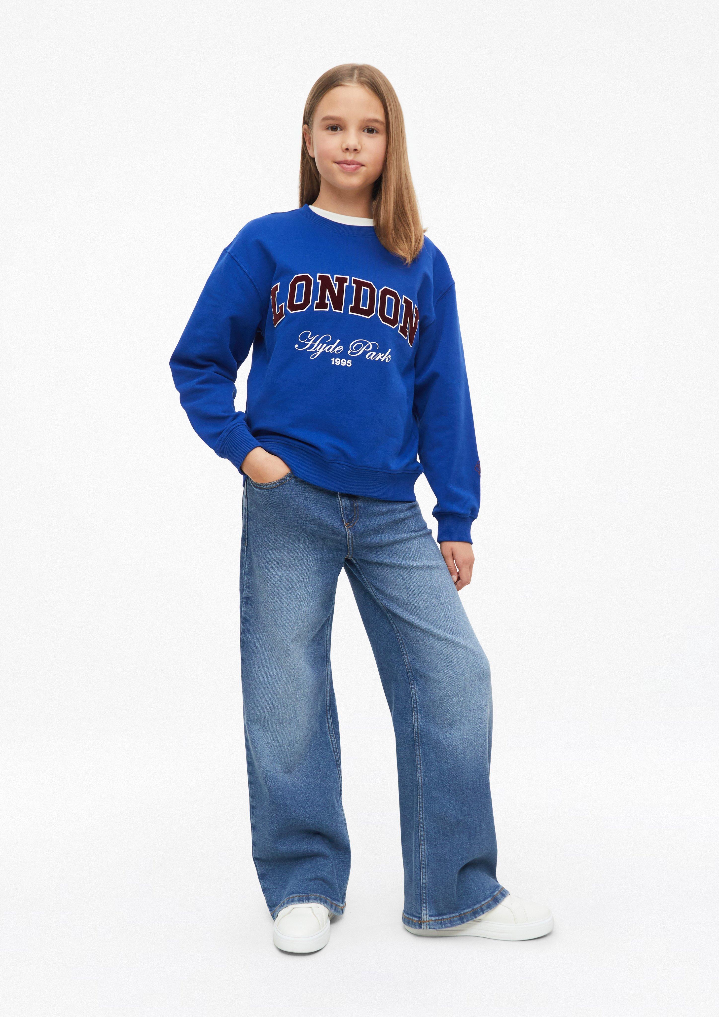 Djeca Mekana oversized sportska majica s flock printom u boji plava od s.Oliver