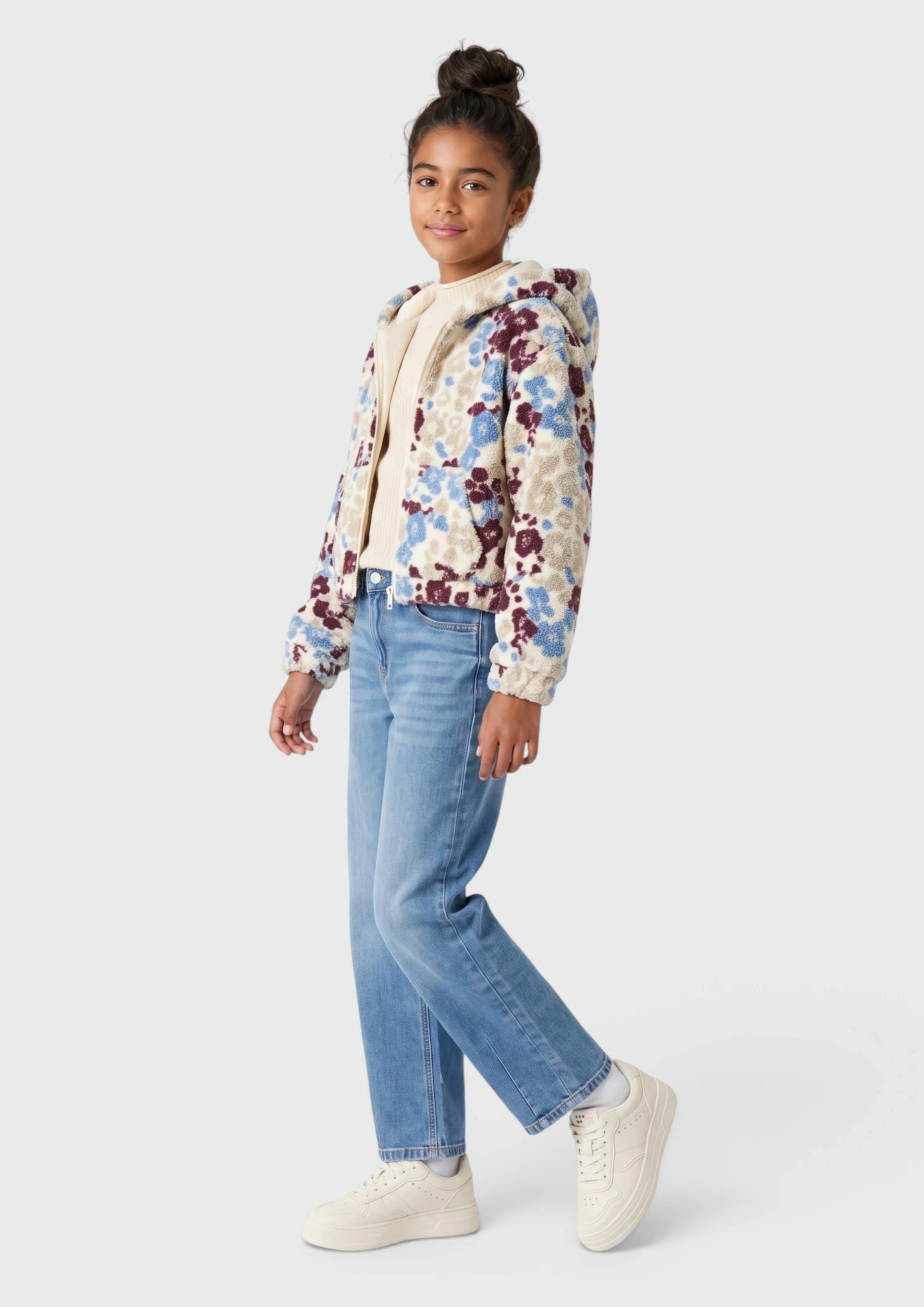 Kinder Teddyplüsch-Jacke im Boxy Fit mit Fleece-Innenseite in creme von s.Oliver
