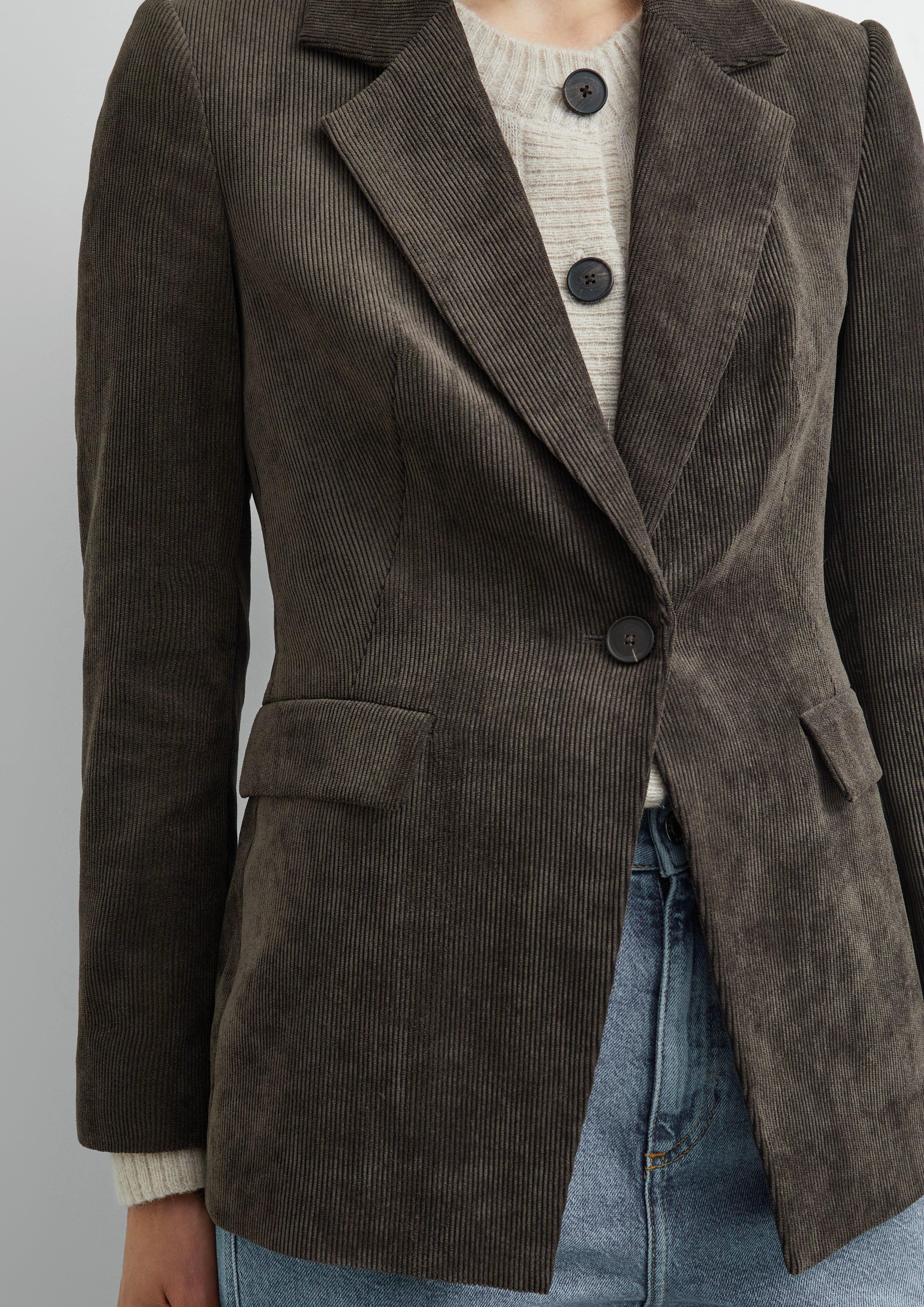Blazer en velours côtelé fin en brun de COMMA