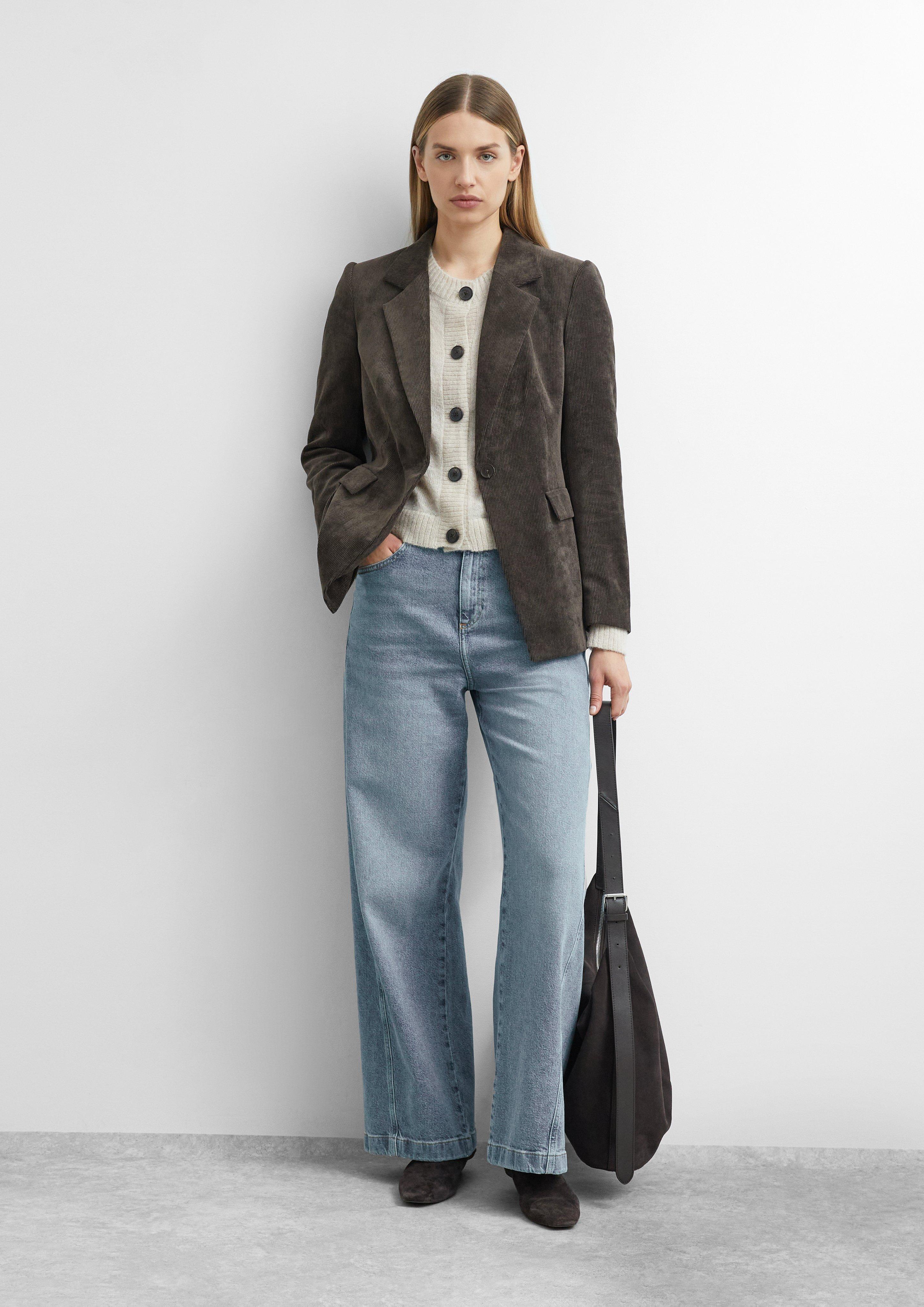 Blazer en velours côtelé fin en brun de COMMA