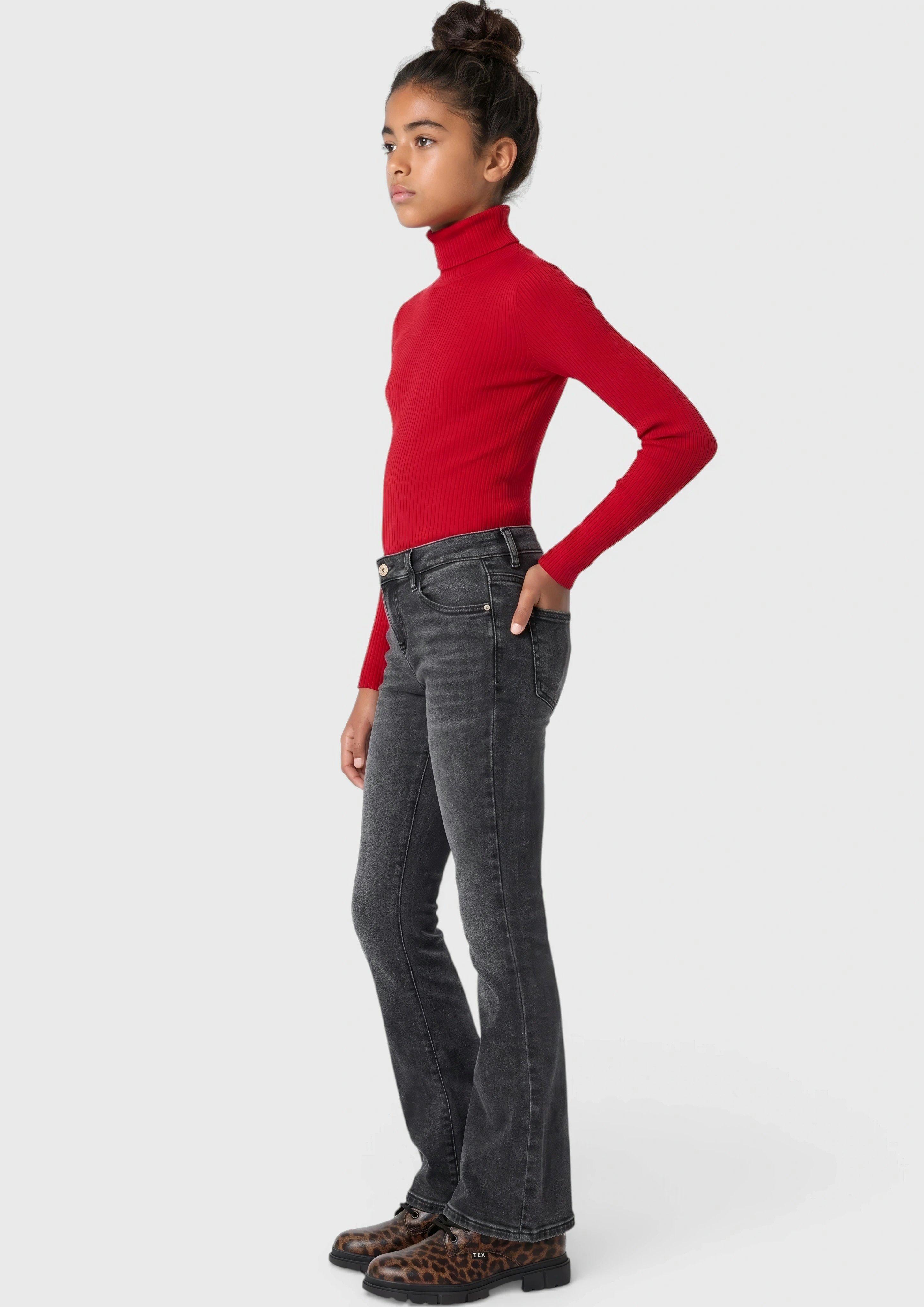 Slim-fit longsleeve van geribd materiaal met col in rood van s.Oliver