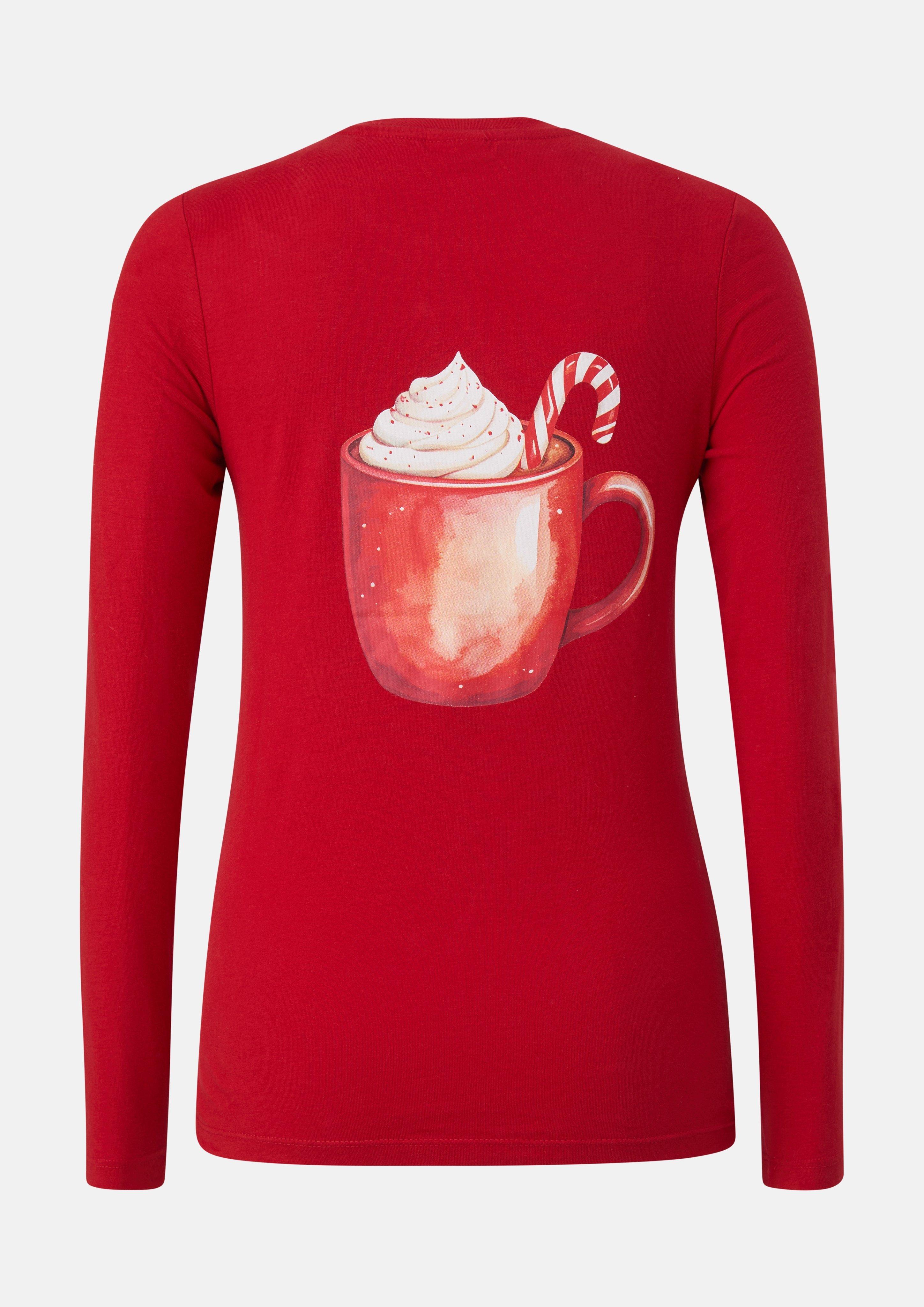 Junior T-shirt met lange mouwen en print op de rug in rood van s.Oliver