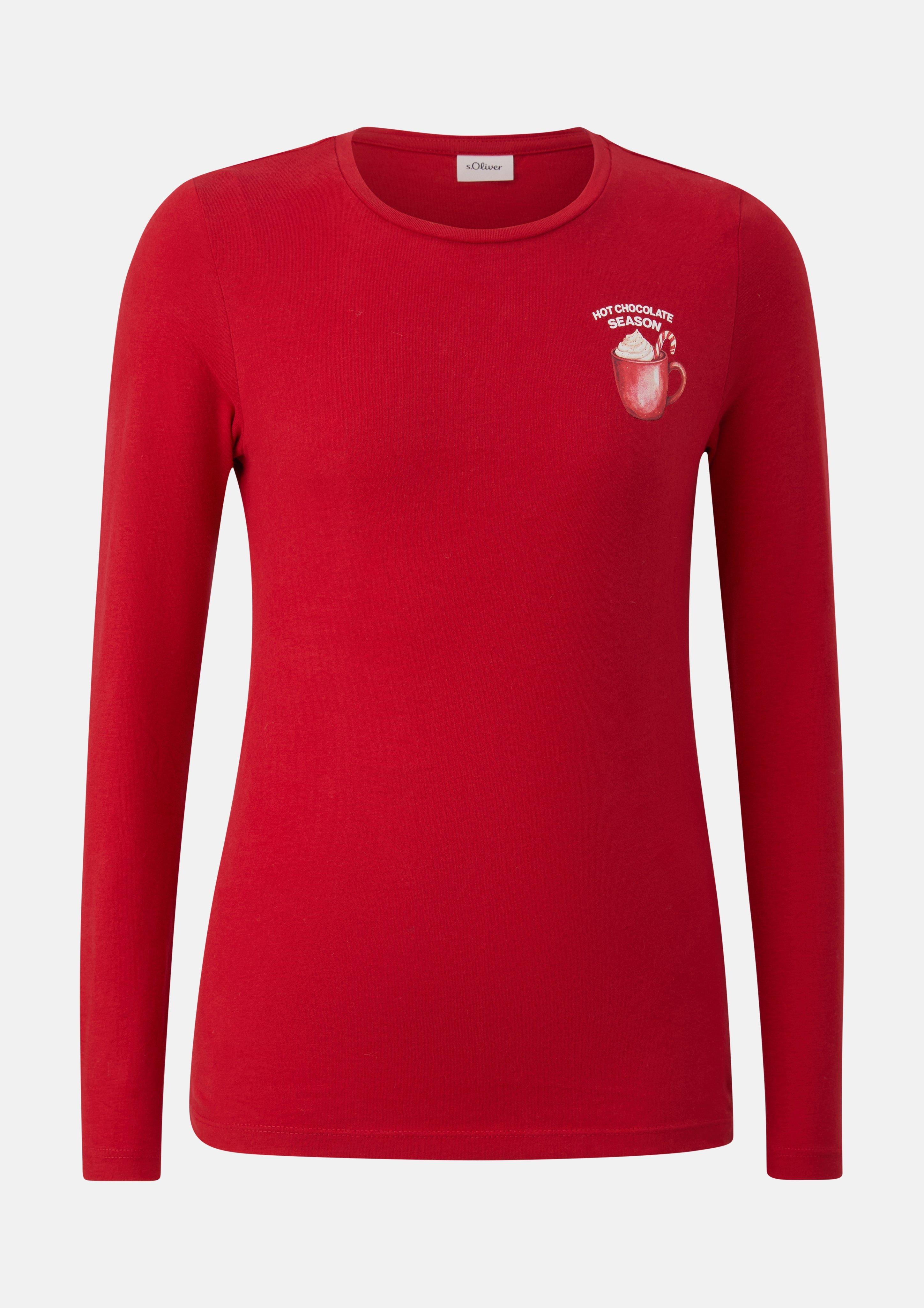 Junior T-shirt met lange mouwen en print op de rug in rood van s.Oliver