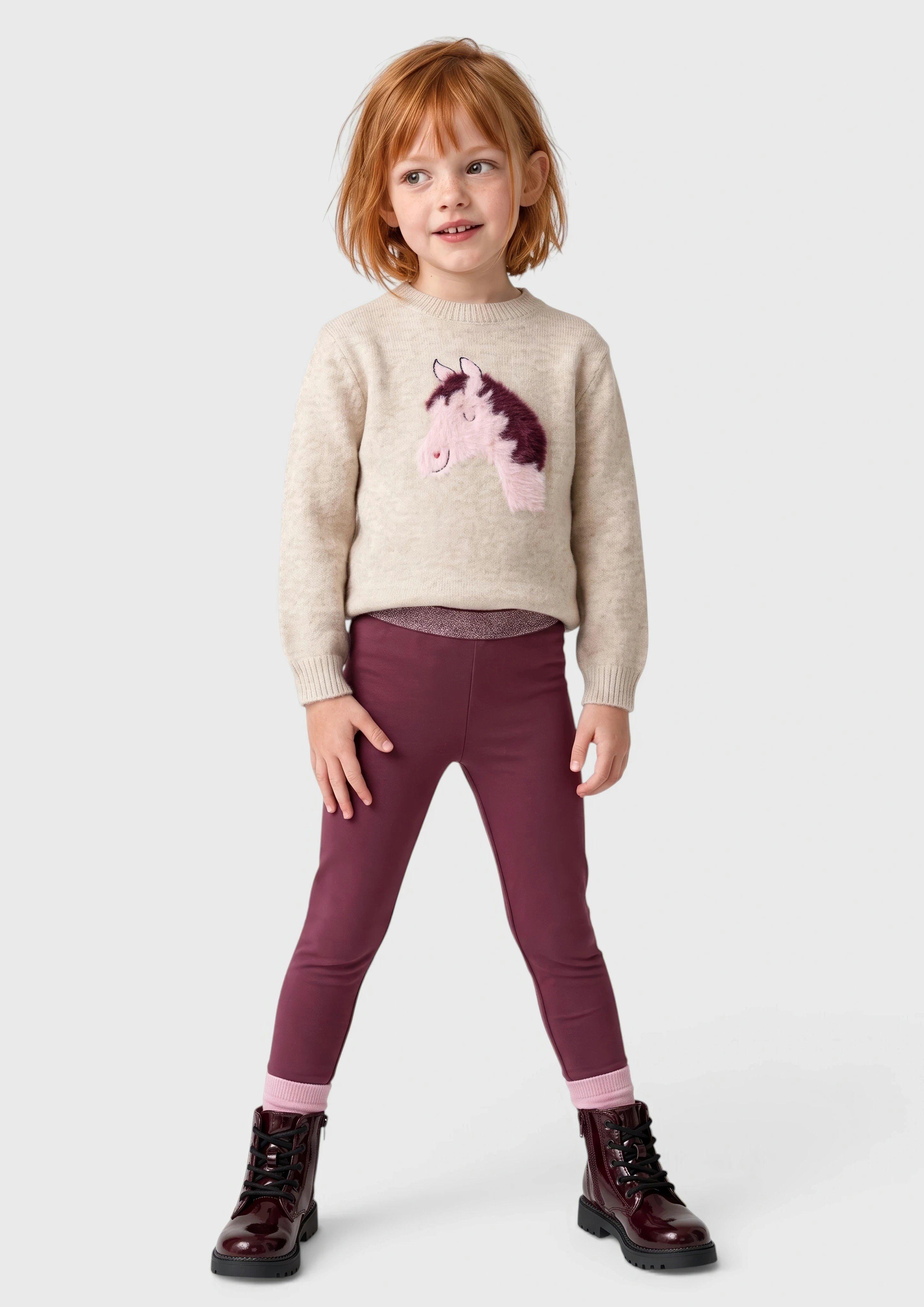 Junior Pull en maille douce avec motif cheval en brun de s.Oliver