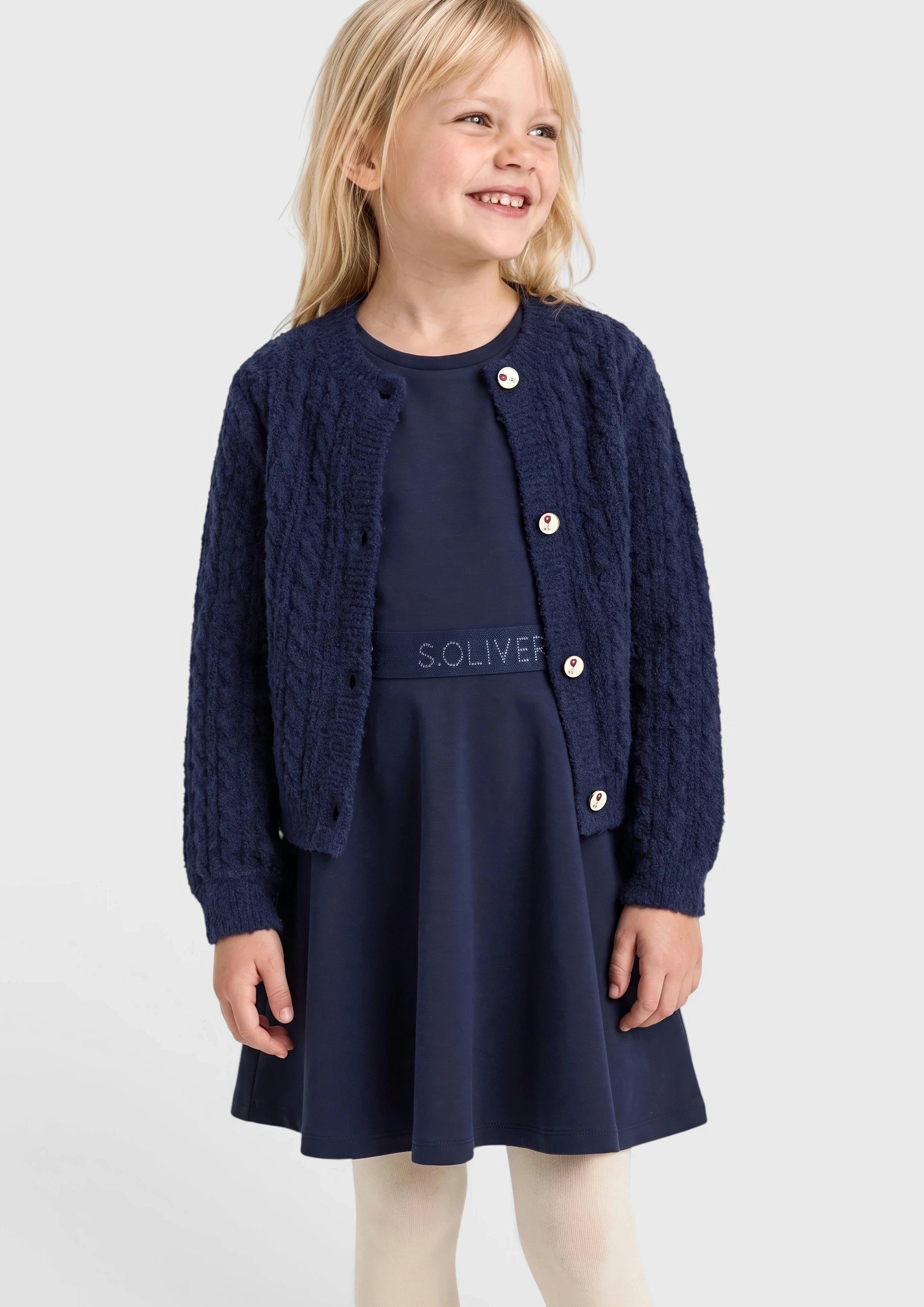 Kids Soft cardigan with a cable knit pattern in blue by s.Oliver