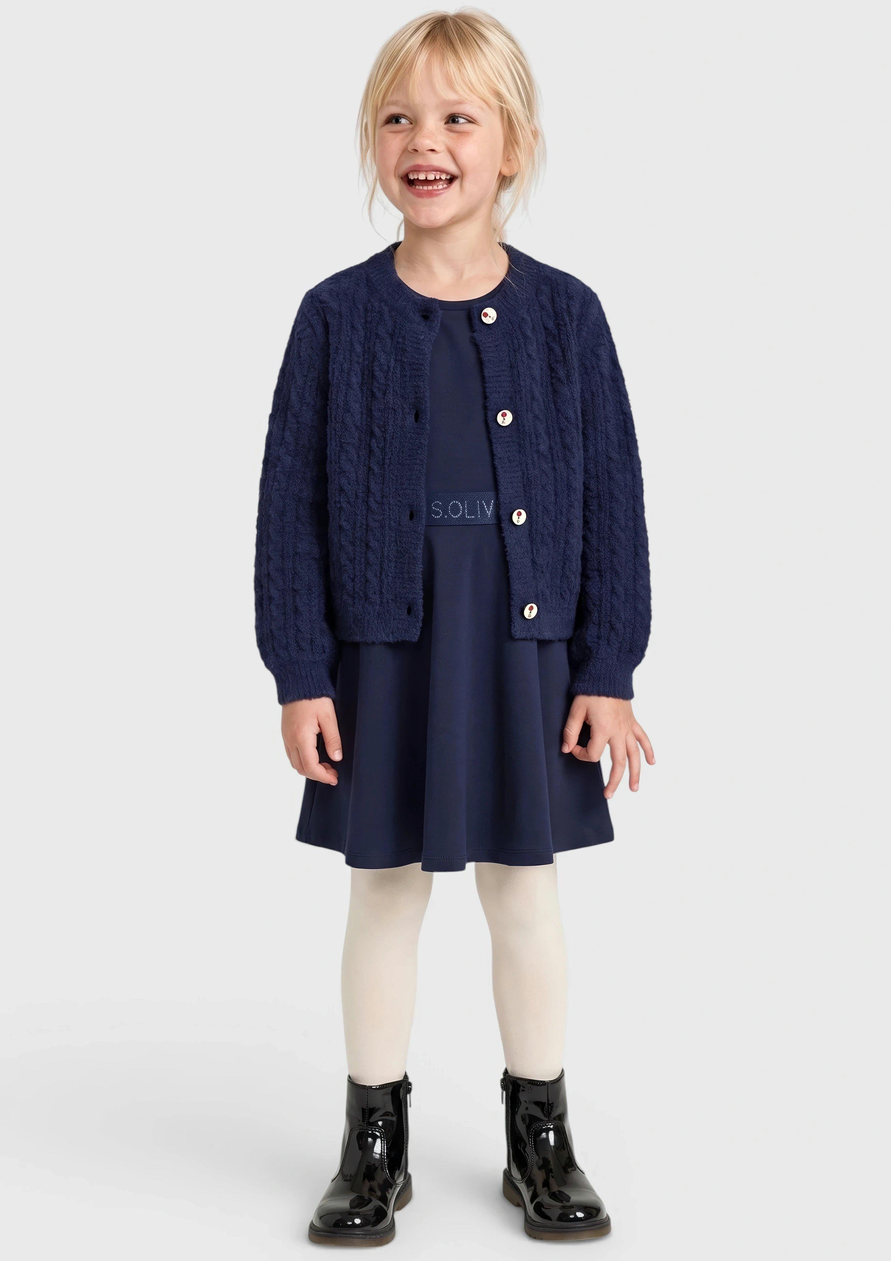 Kids Soft cardigan with a cable knit pattern in blue by s.Oliver