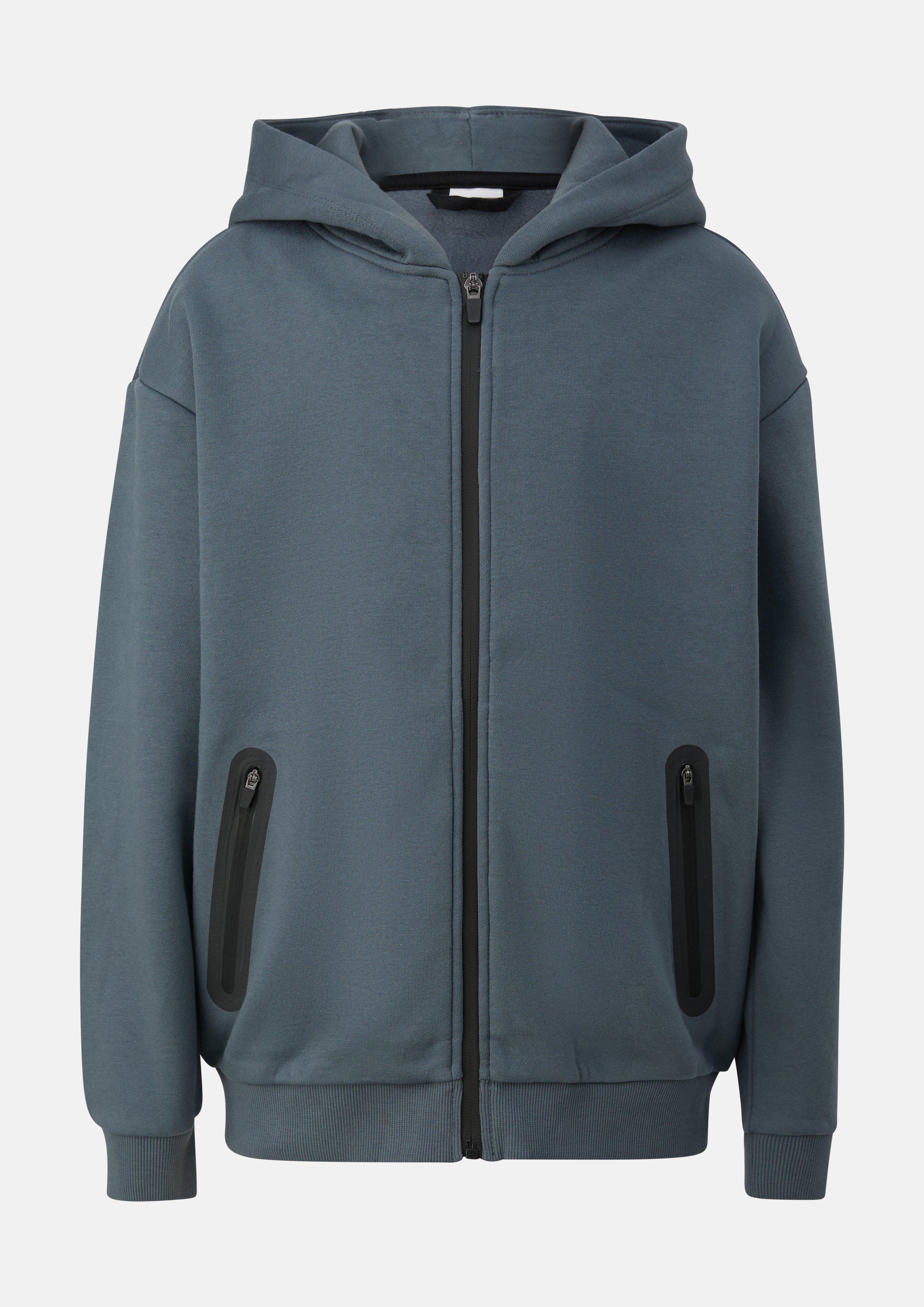 Kuschelige Oversize Sweatjacke mit Reißverschlusstaschen in Farbe dunkelgrau von s.Oliver