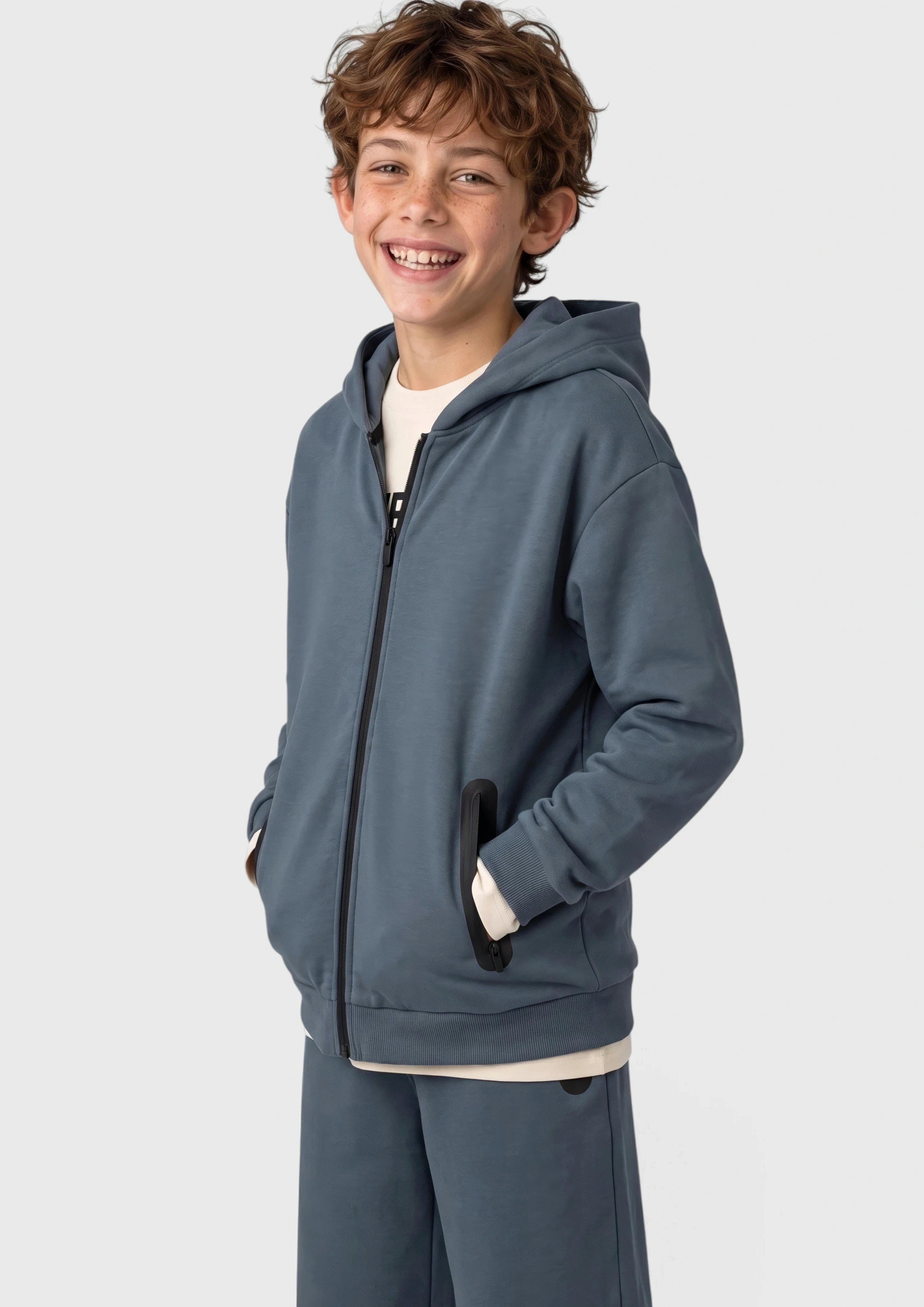 Knus oversized sweatshirt met zakken met ritssluiting in donkergrijs van s.Oliver