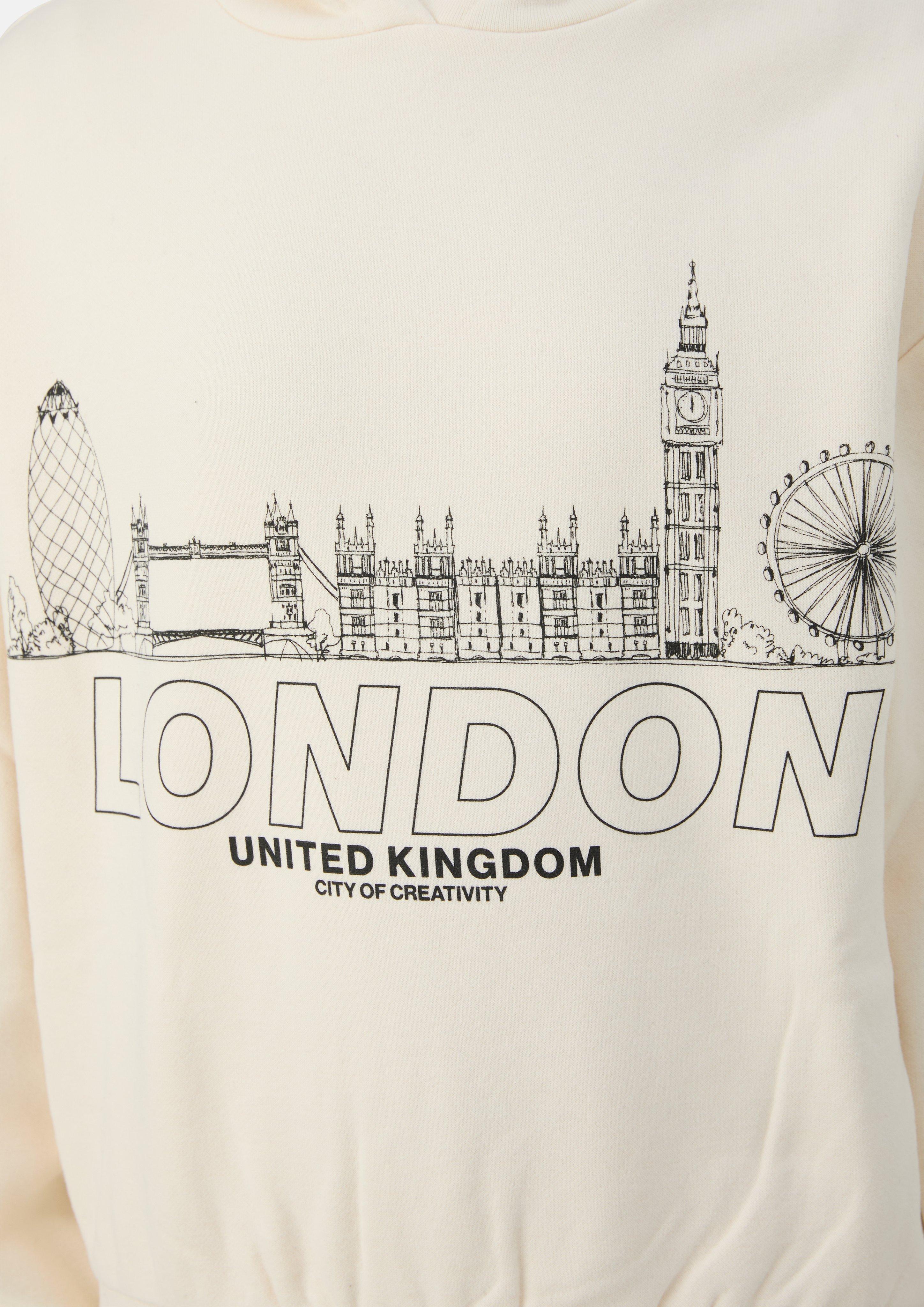 Junior Knusse oversized hoodie met print in beige van s.Oliver