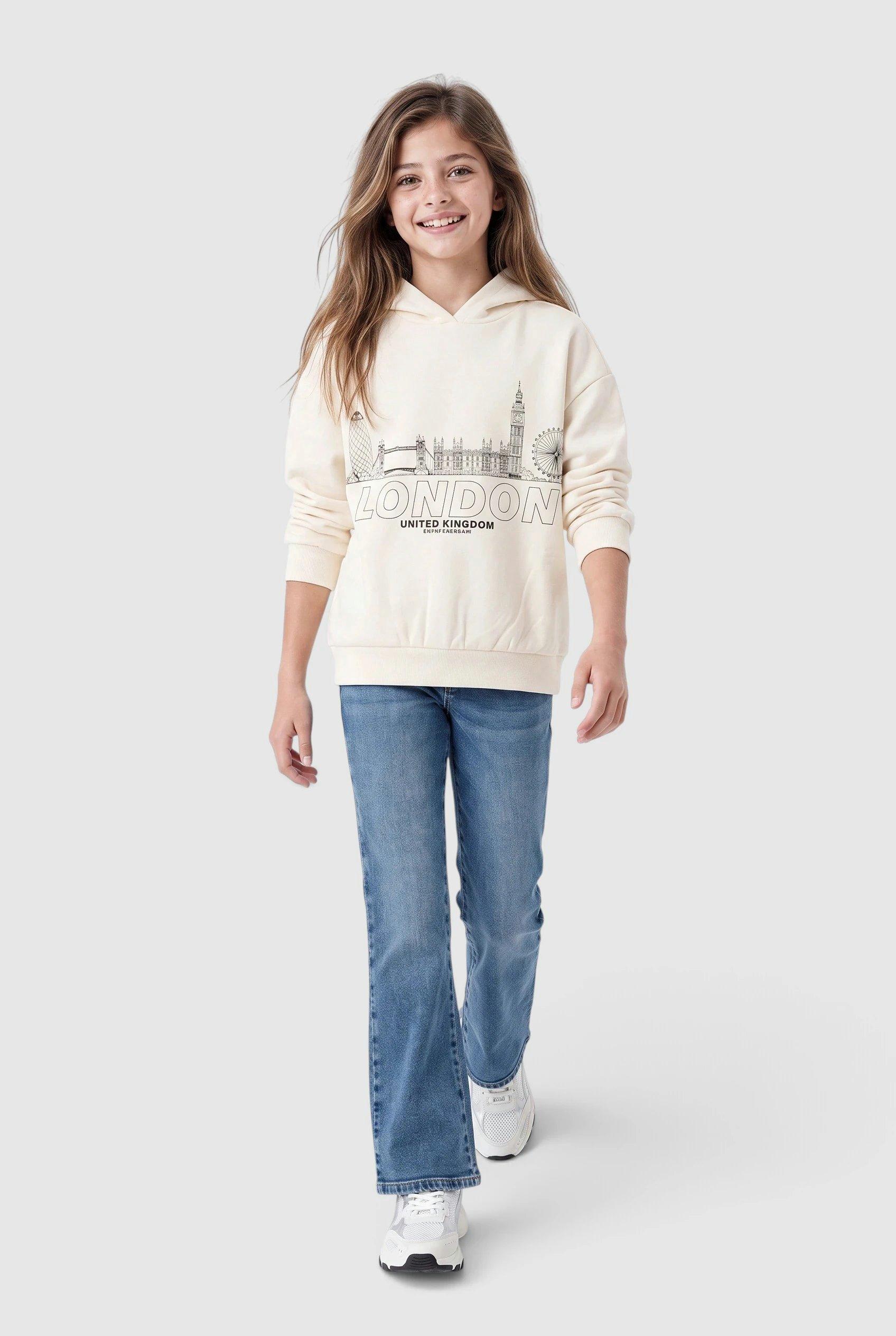 Junior Knusse oversized hoodie met print in beige van s.Oliver