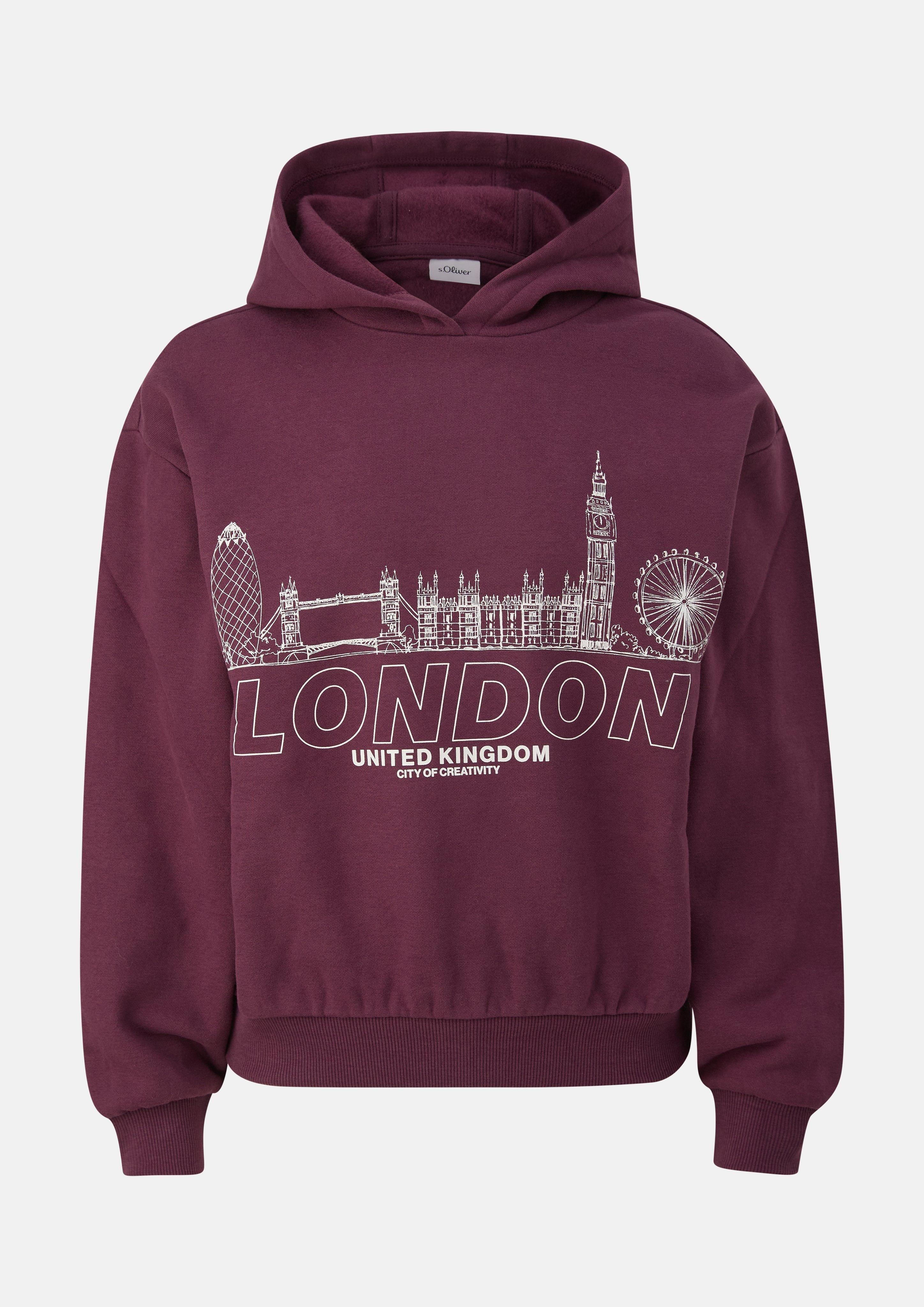 Junior Knusse oversized hoodie met print in rood van s.Oliver