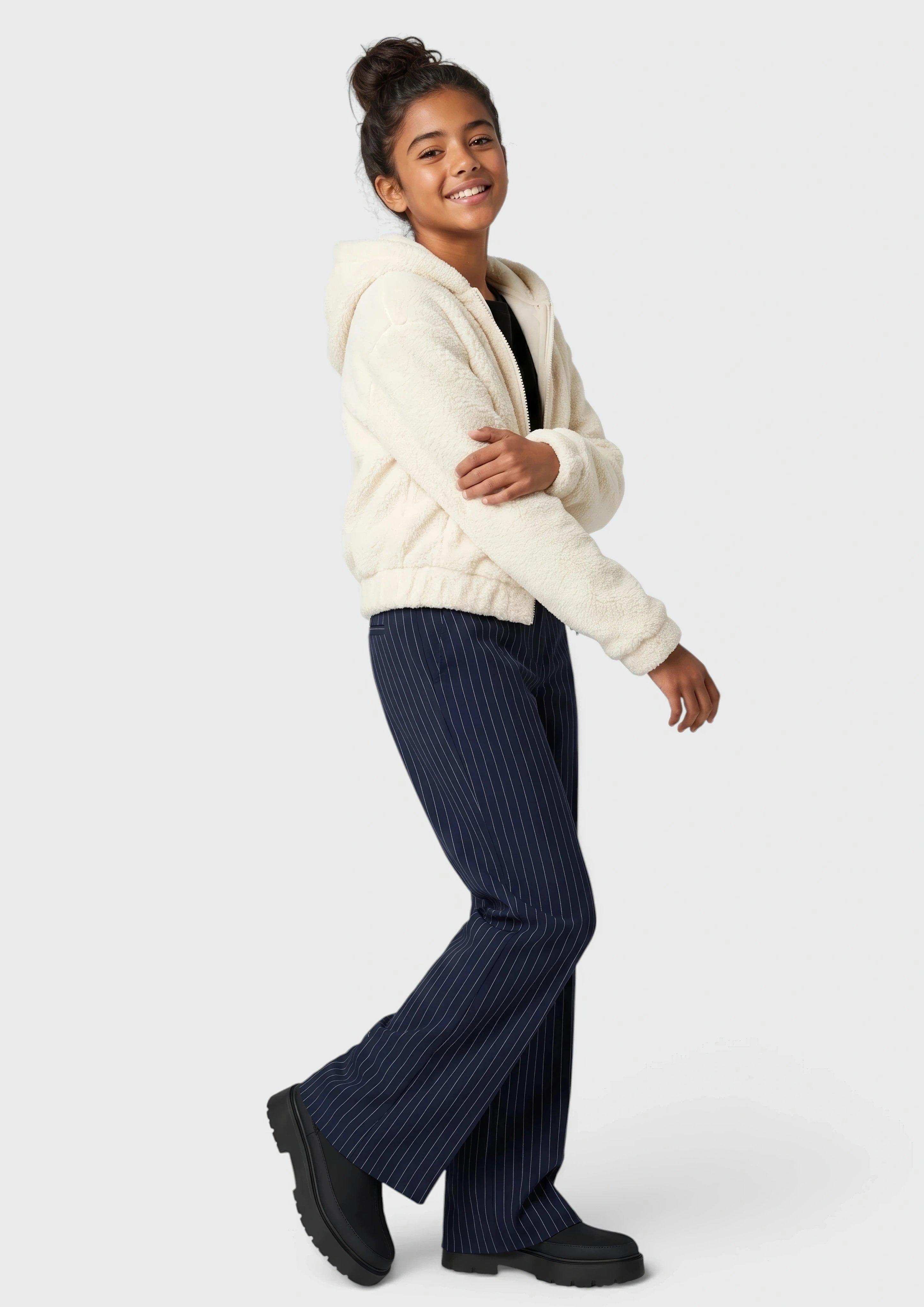 Kinder Verkürzte Oversize-Teddyjacke mit Kapuze in creme von s.Oliver