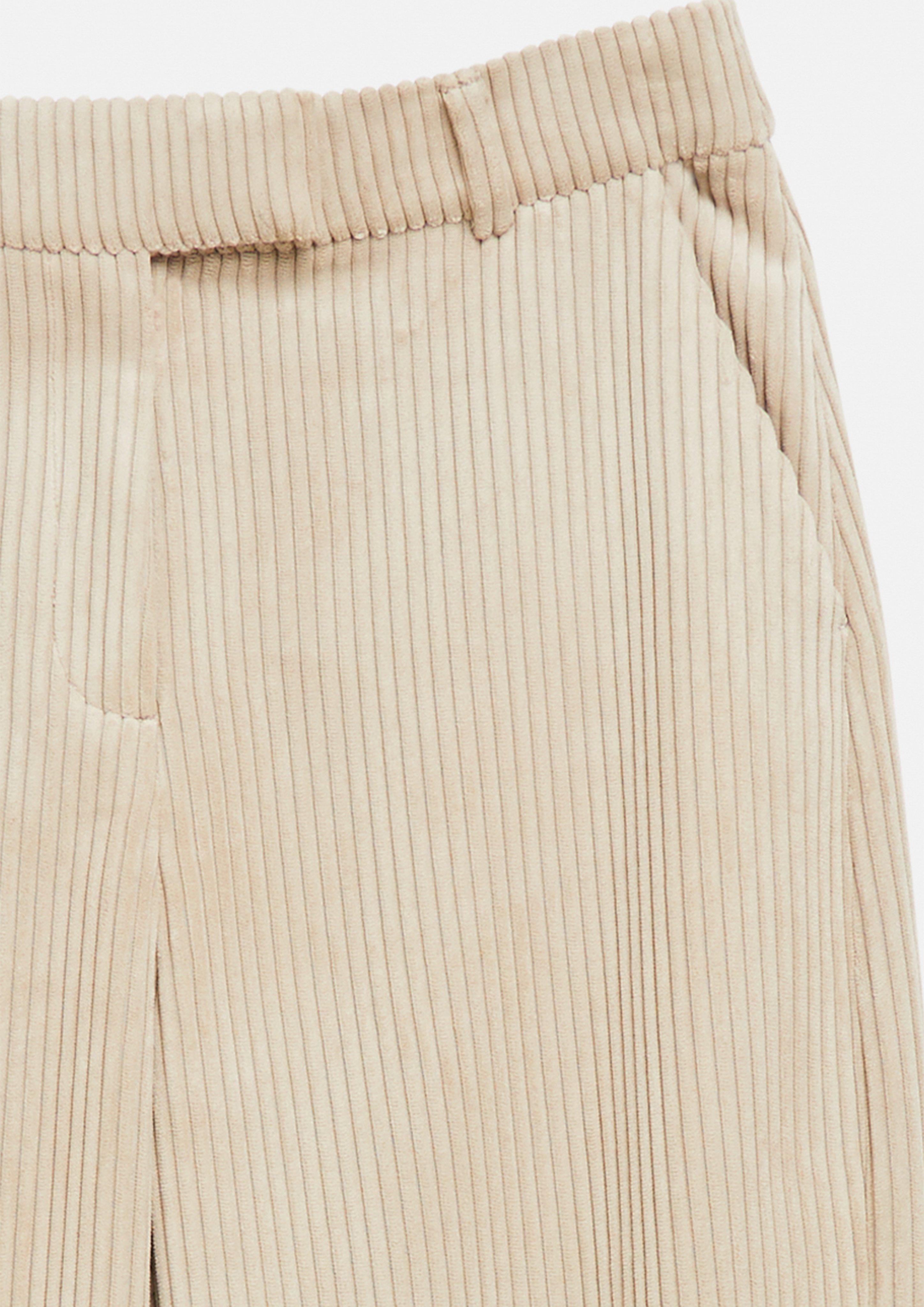 Pantalon coupe « barrel » en velours côtelé large en beige de COMMA