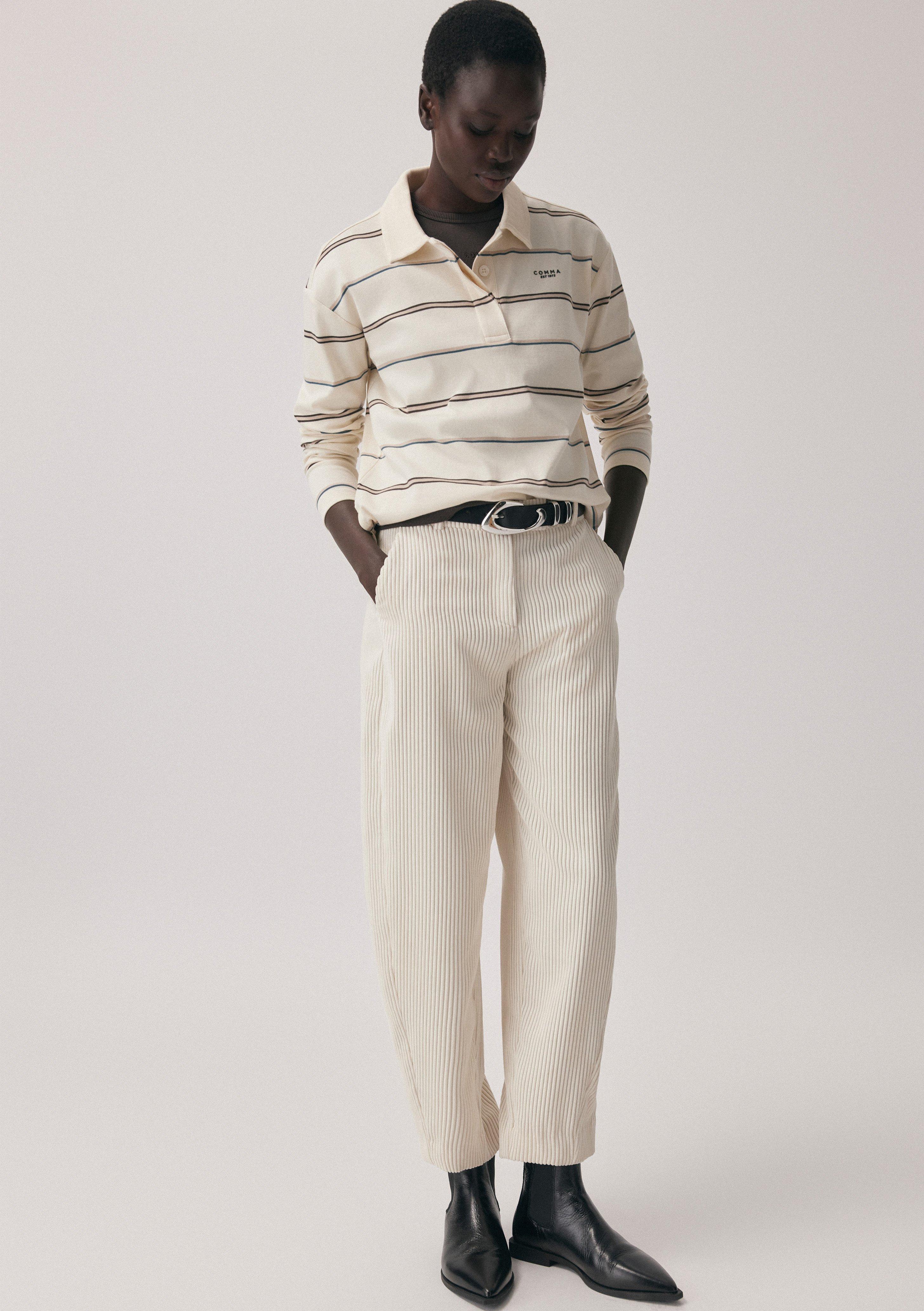 Barrel-Cut Pants Made of Wide-Wale Corduroy in beige by COMMA