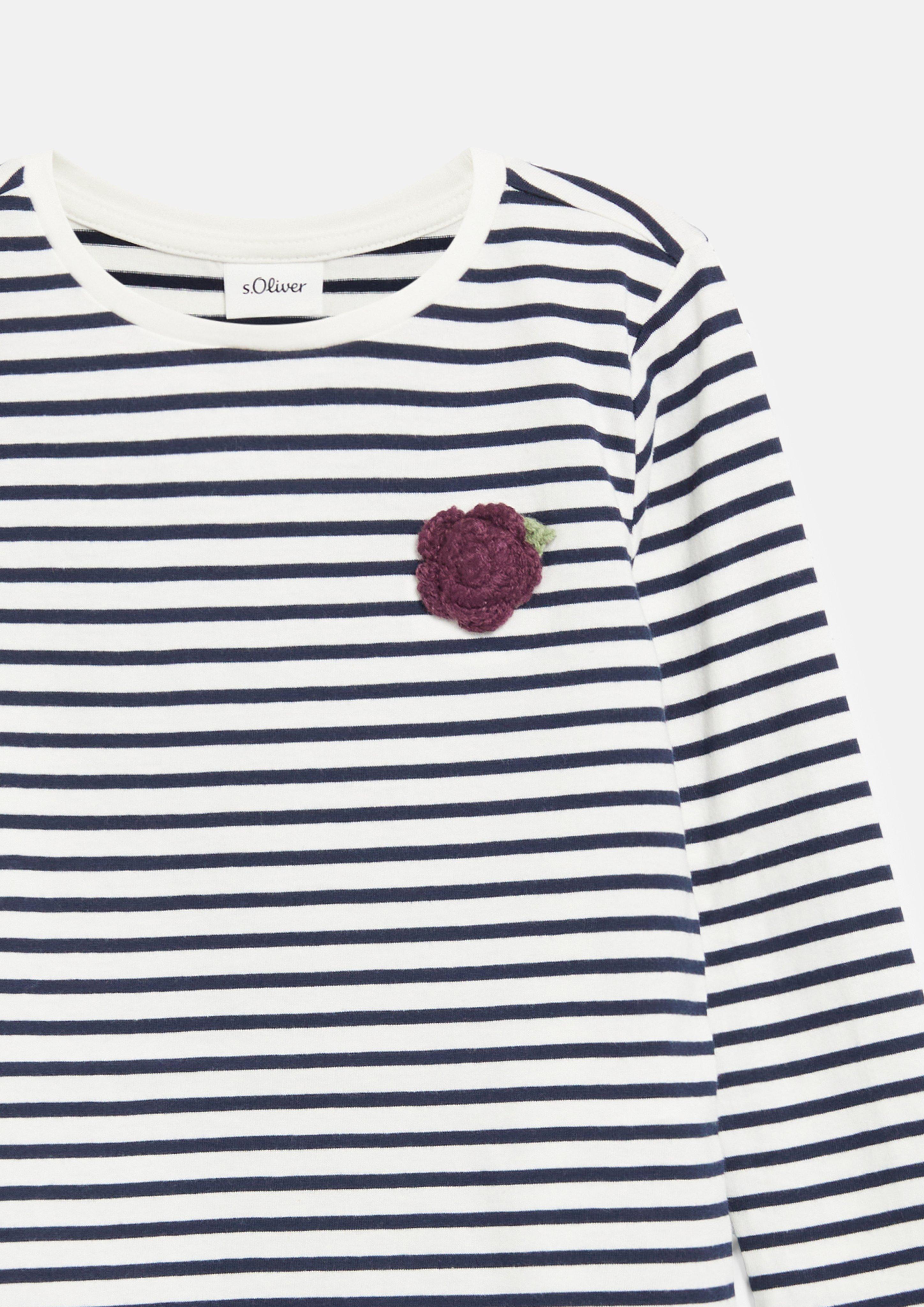 Junior T-shirt à manches longues, coupe ample, avec application en bleu de s.Oliver