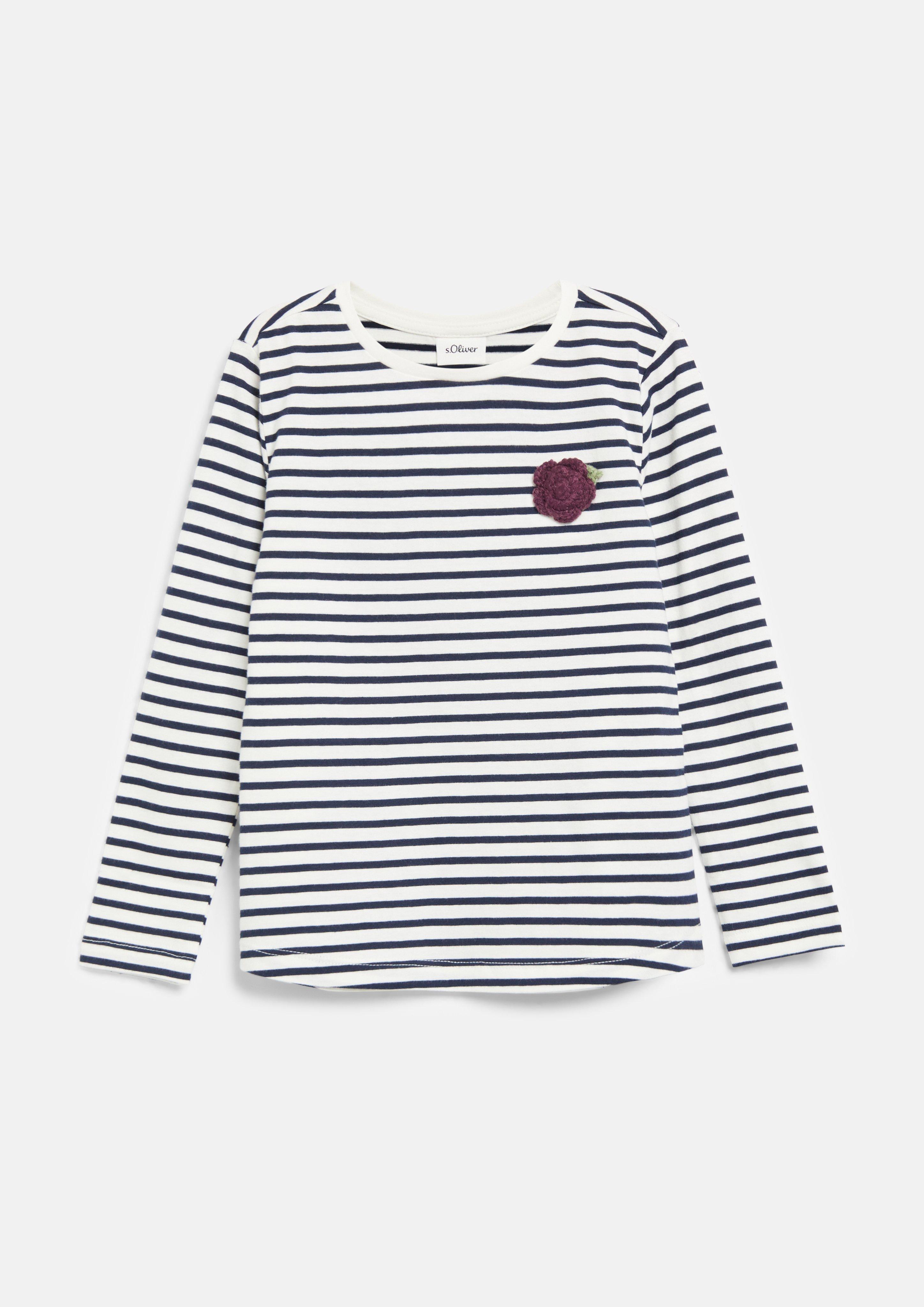 Junior T-shirt à manches longues, coupe ample, avec application en bleu de s.Oliver