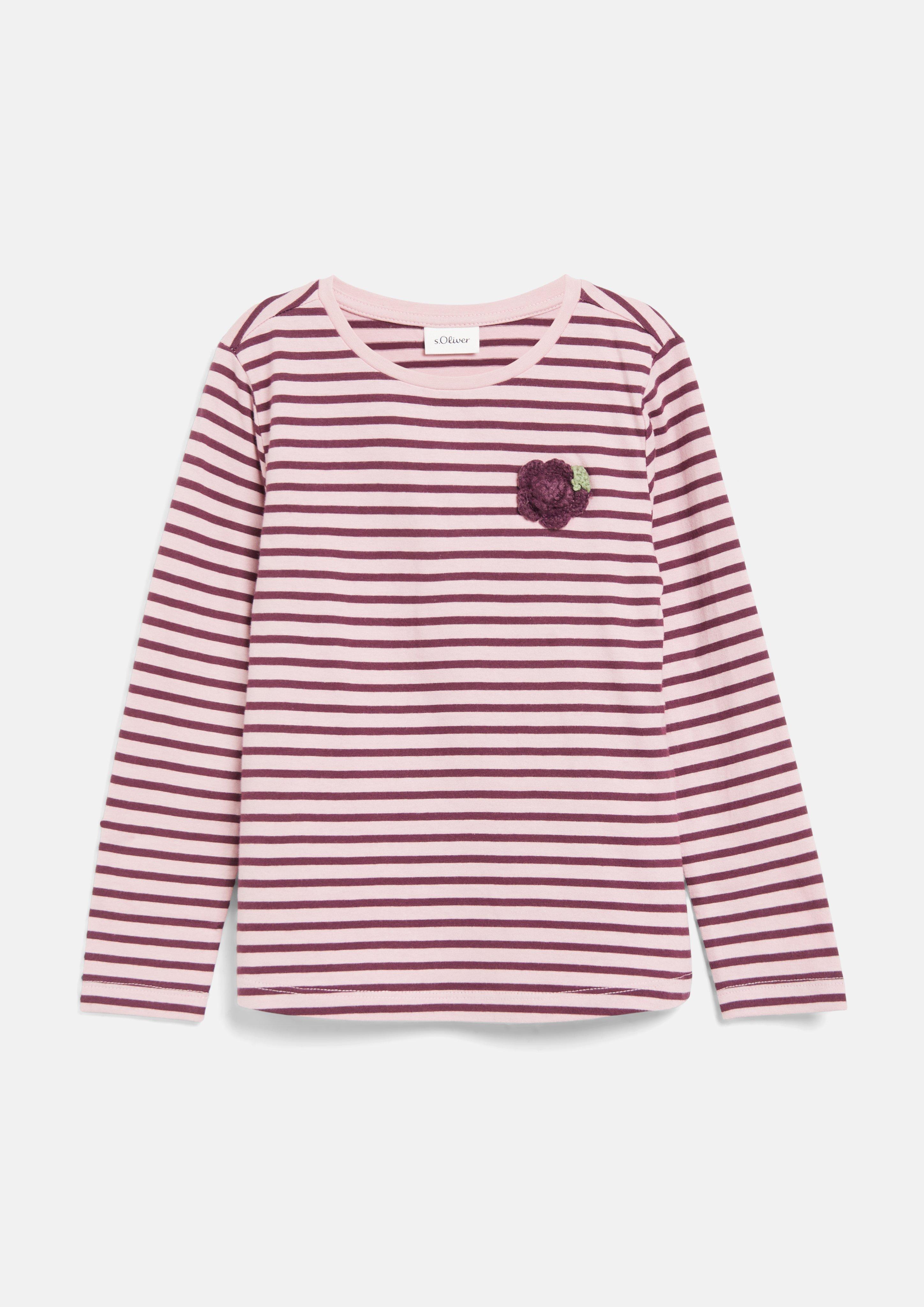 T-shirt met lange mouwen in loose fit en applicatie in roze van s.Oliver