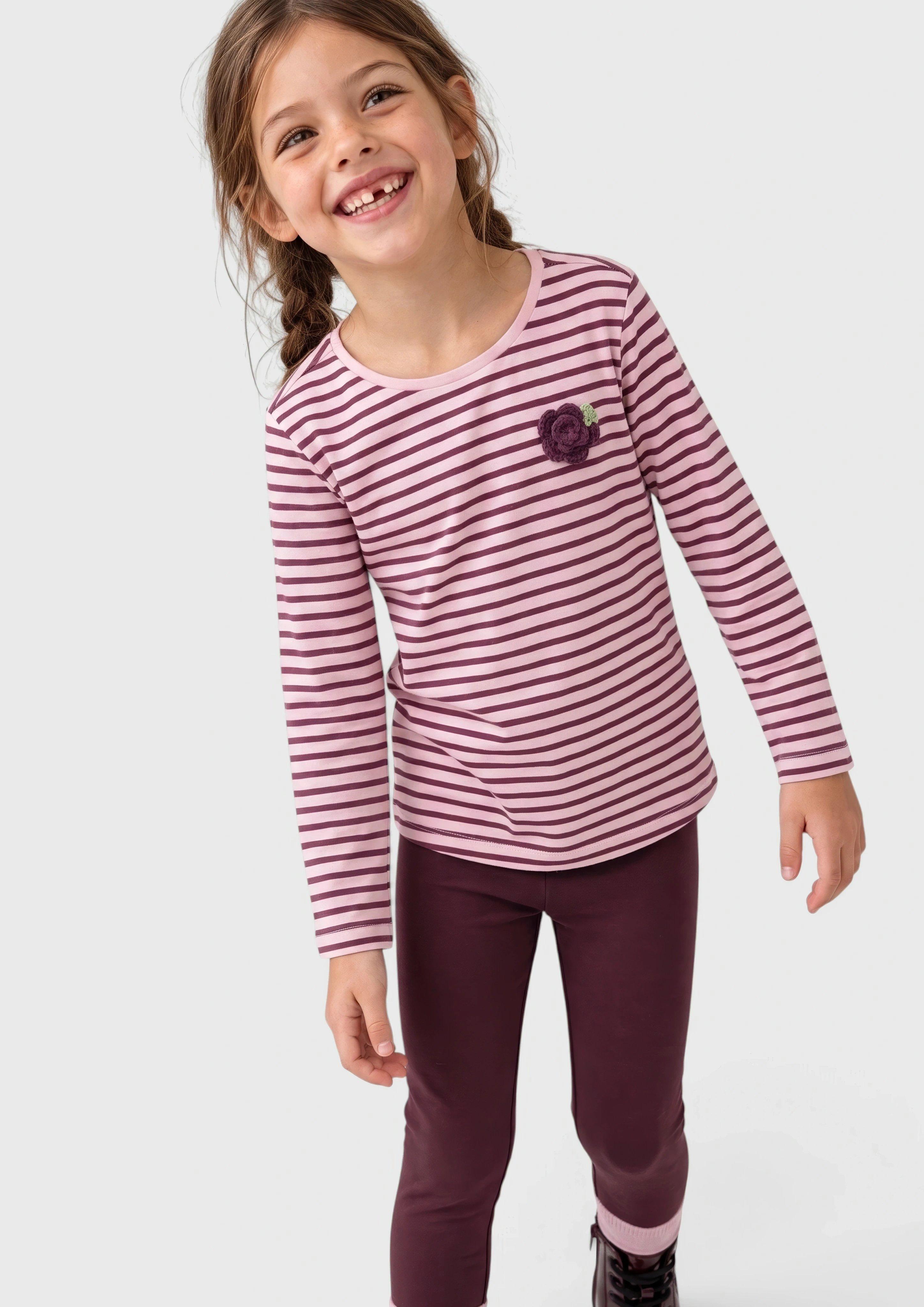 Langarmshirt im Loose Fit mit Applikation in Farbe rosa von s.Oliver
