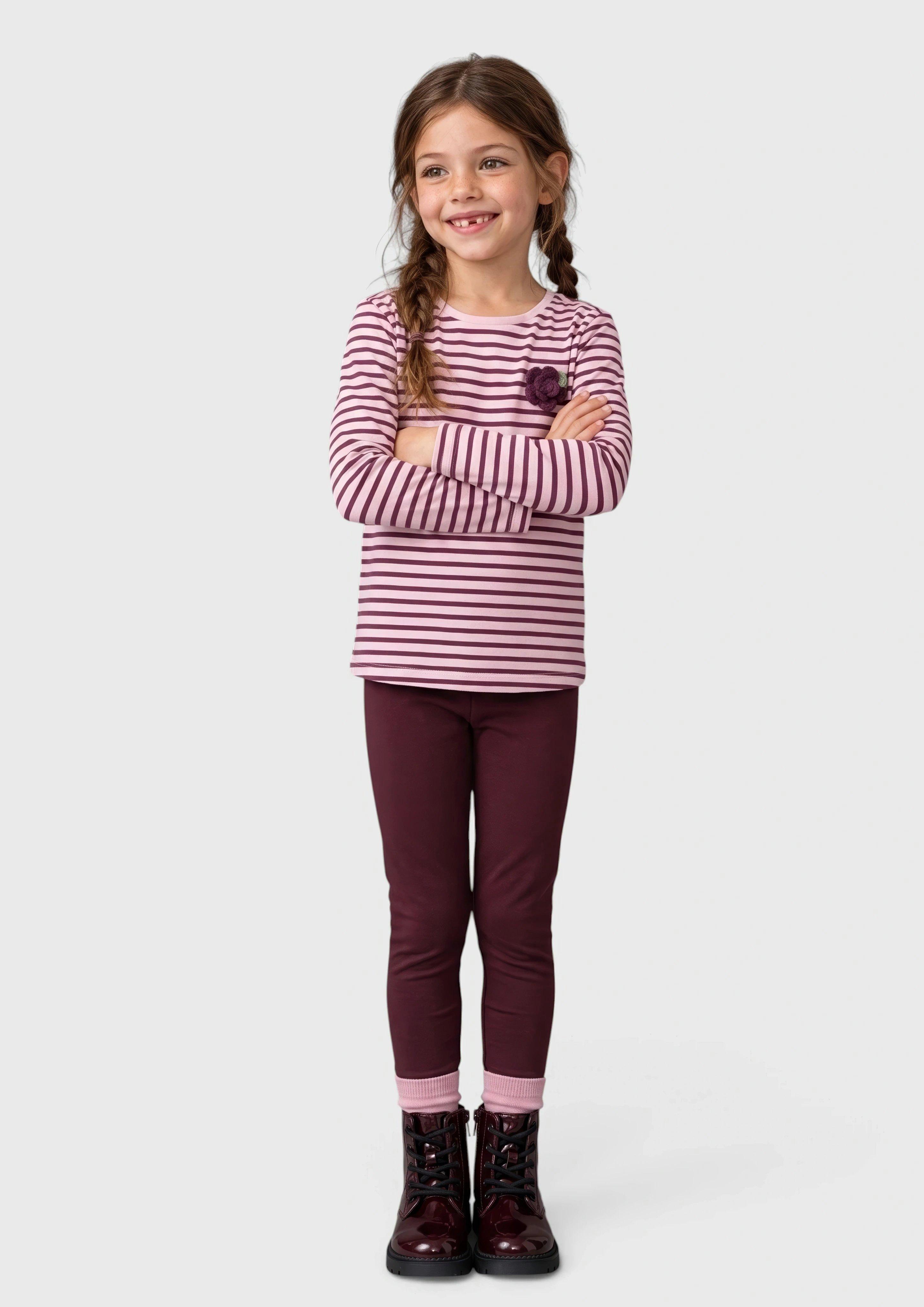 Junior T-shirt à manches longues, coupe ample, avec application en rose de s.Oliver