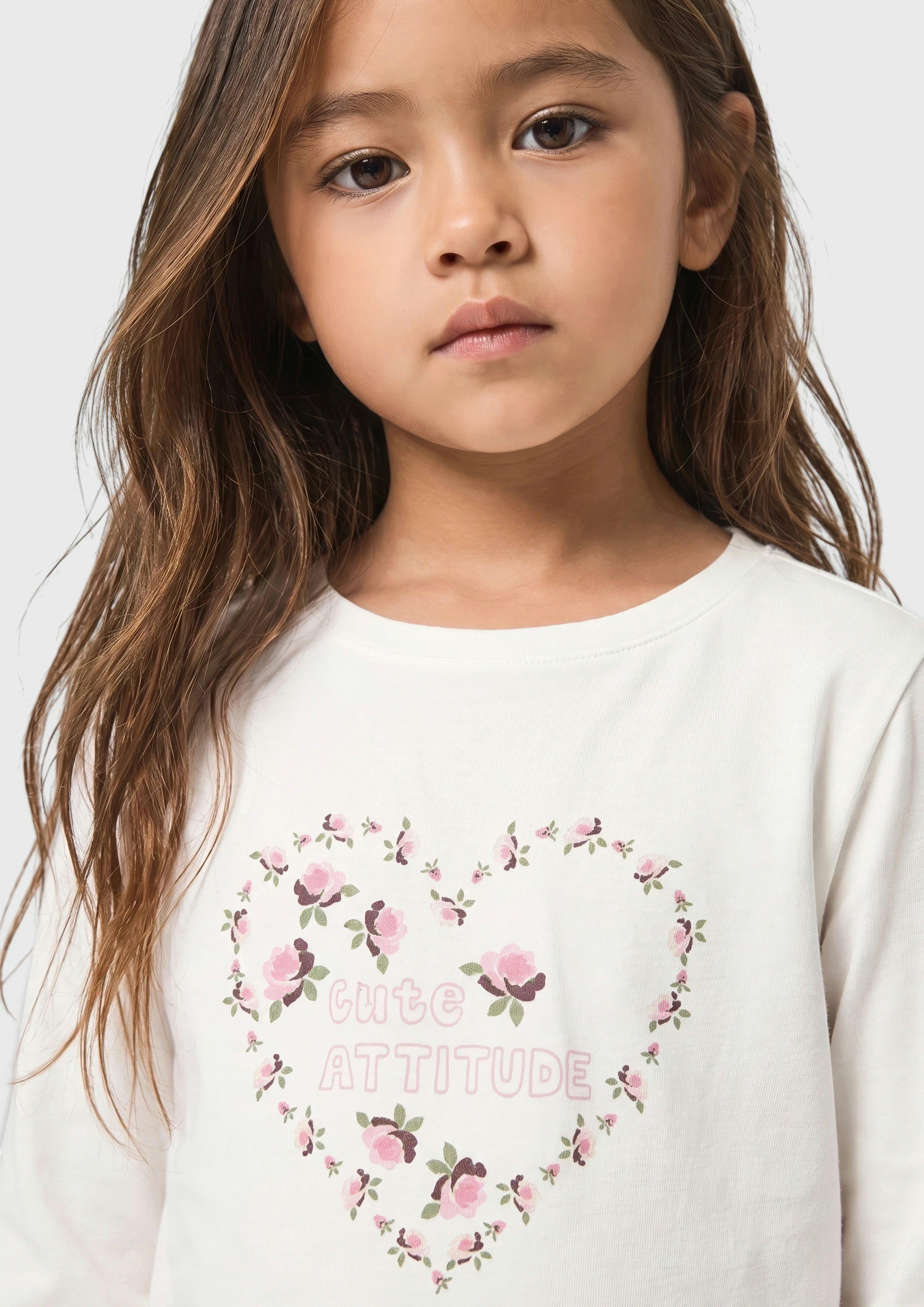 Junior T-shirt coupe trapèze avec imprimé en crème de s.Oliver