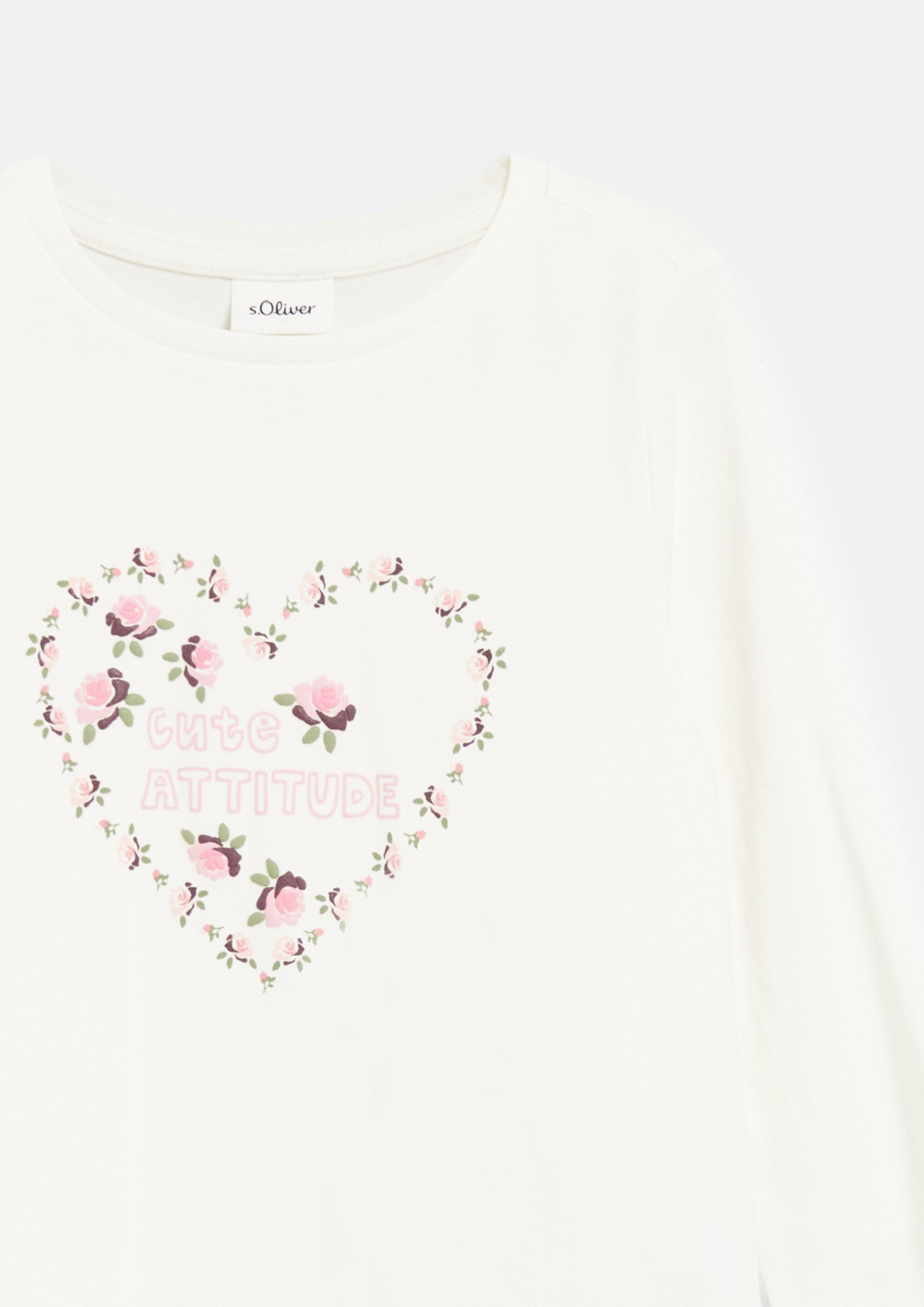 Junior T-shirt coupe trapèze avec imprimé en crème de s.Oliver