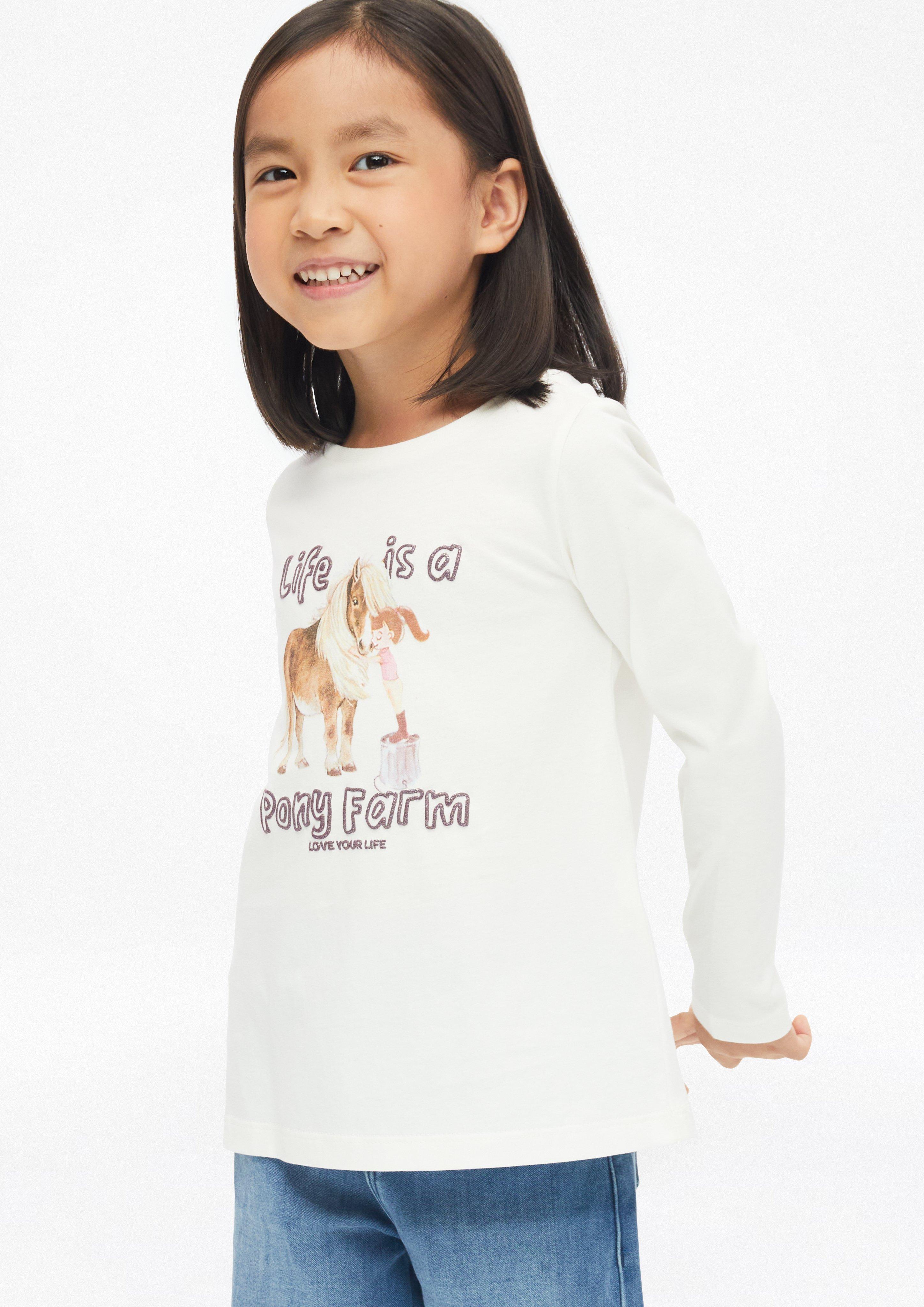 Junior T-shirt coupe trapèze avec imprimé en crème de s.Oliver