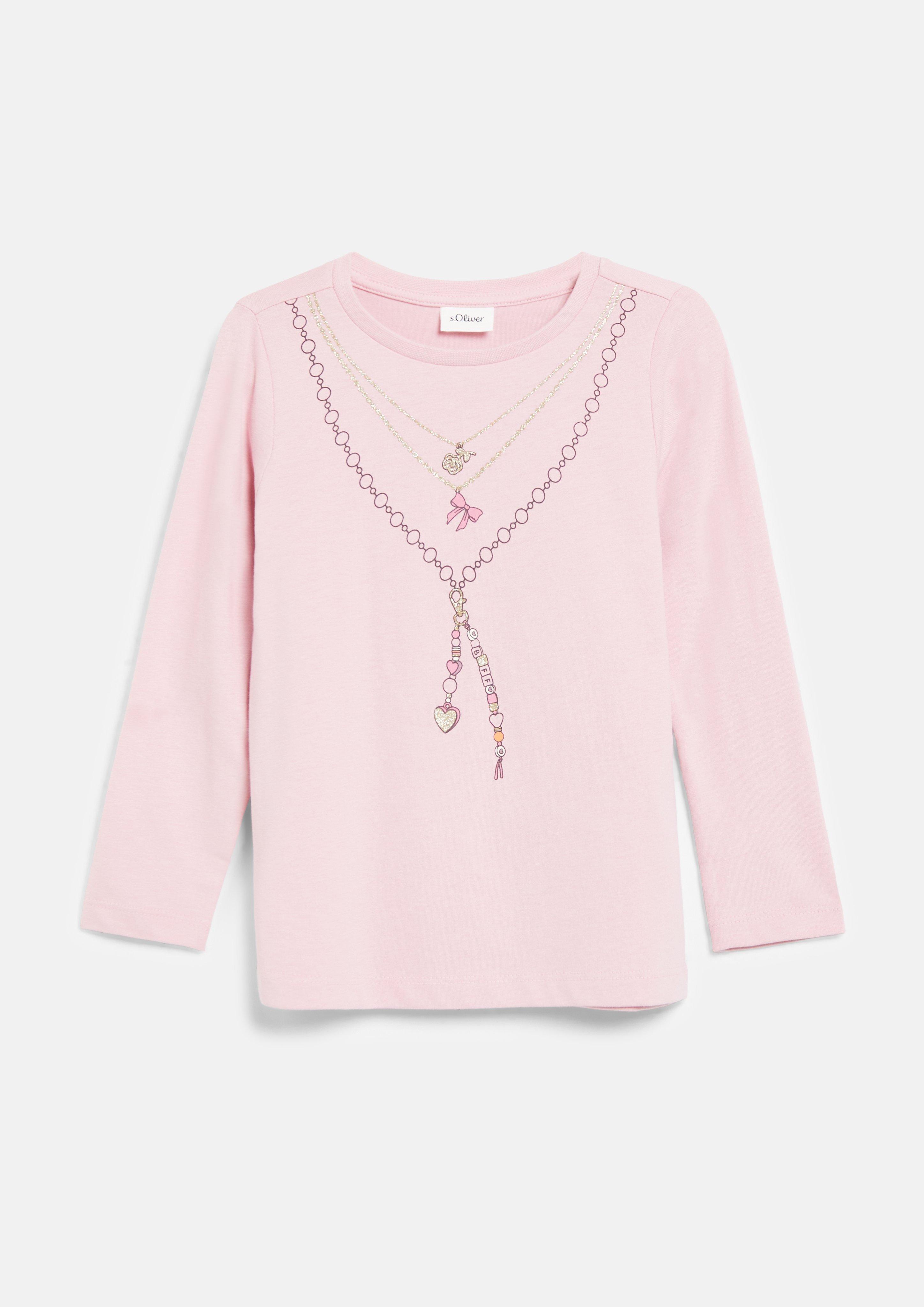 T-shirt in A-lijn met print in roze van s.Oliver