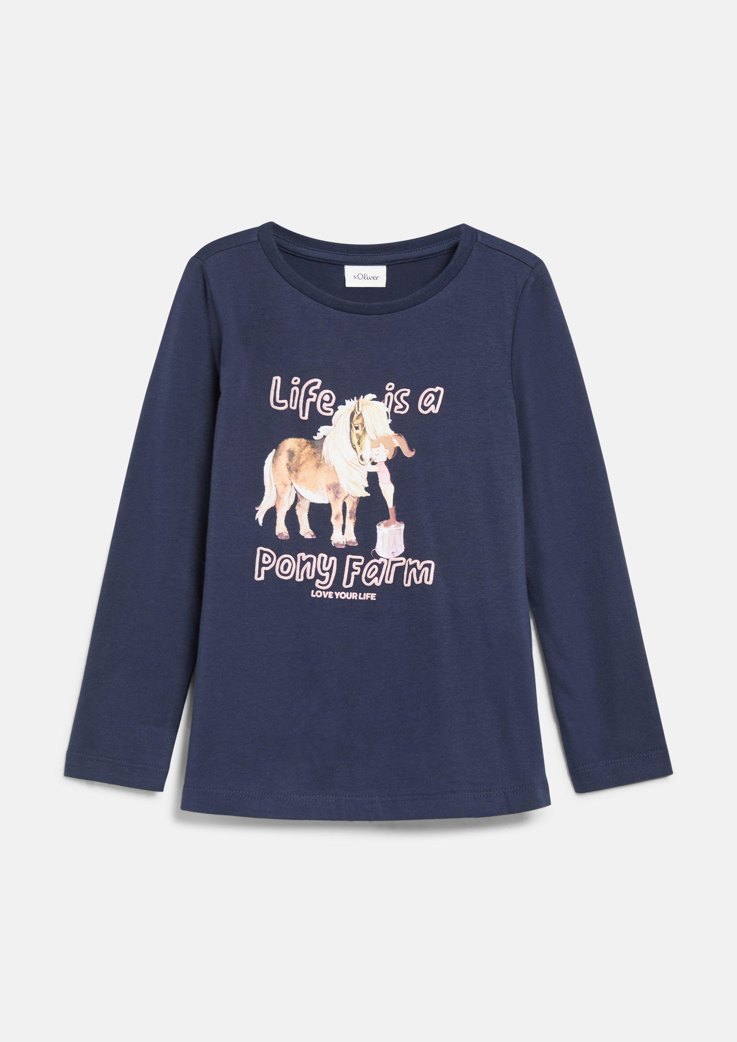 Junior T-shirt coupe trapèze avec imprimé en bleu de s.Oliver