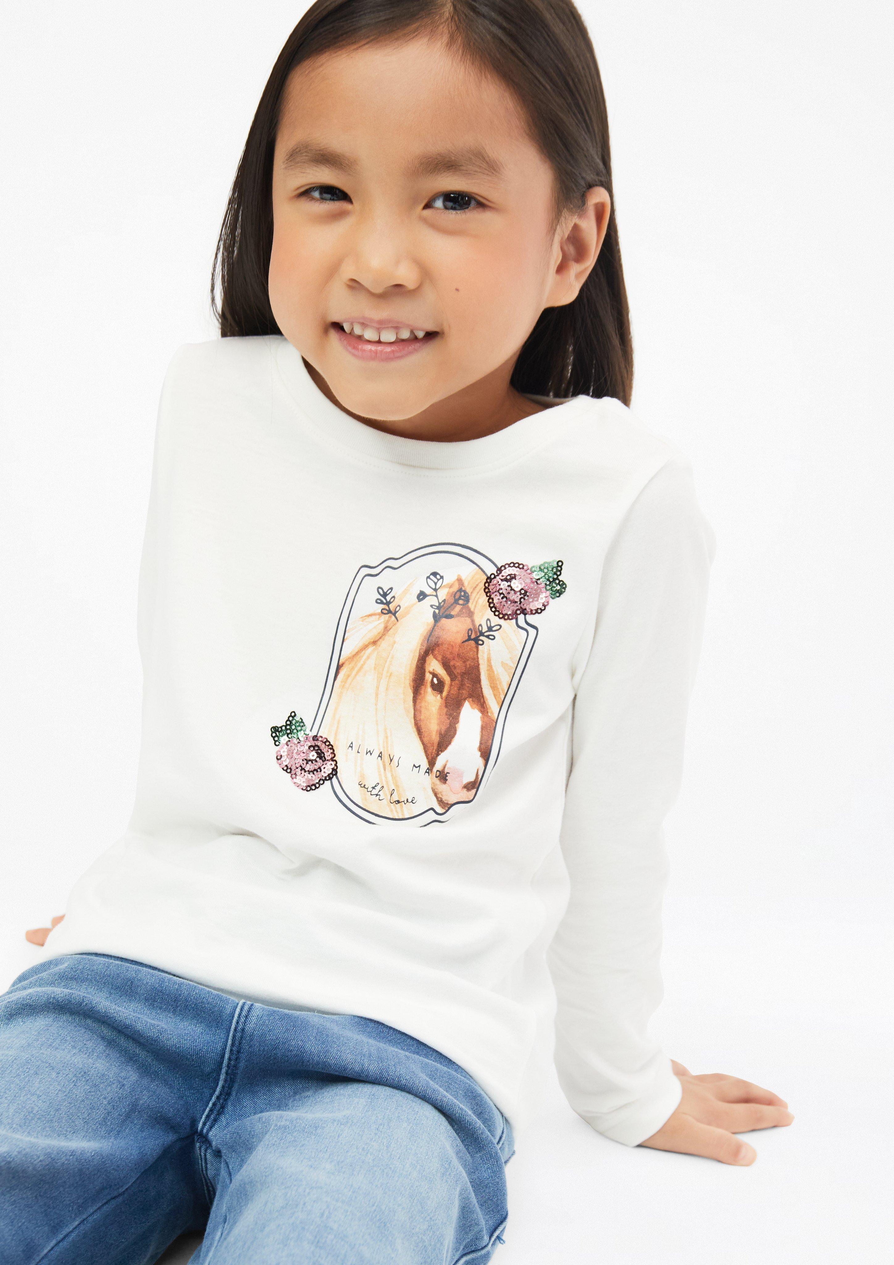 Junior T-shirt avec illustration et détails en paillettes en crème de s.Oliver