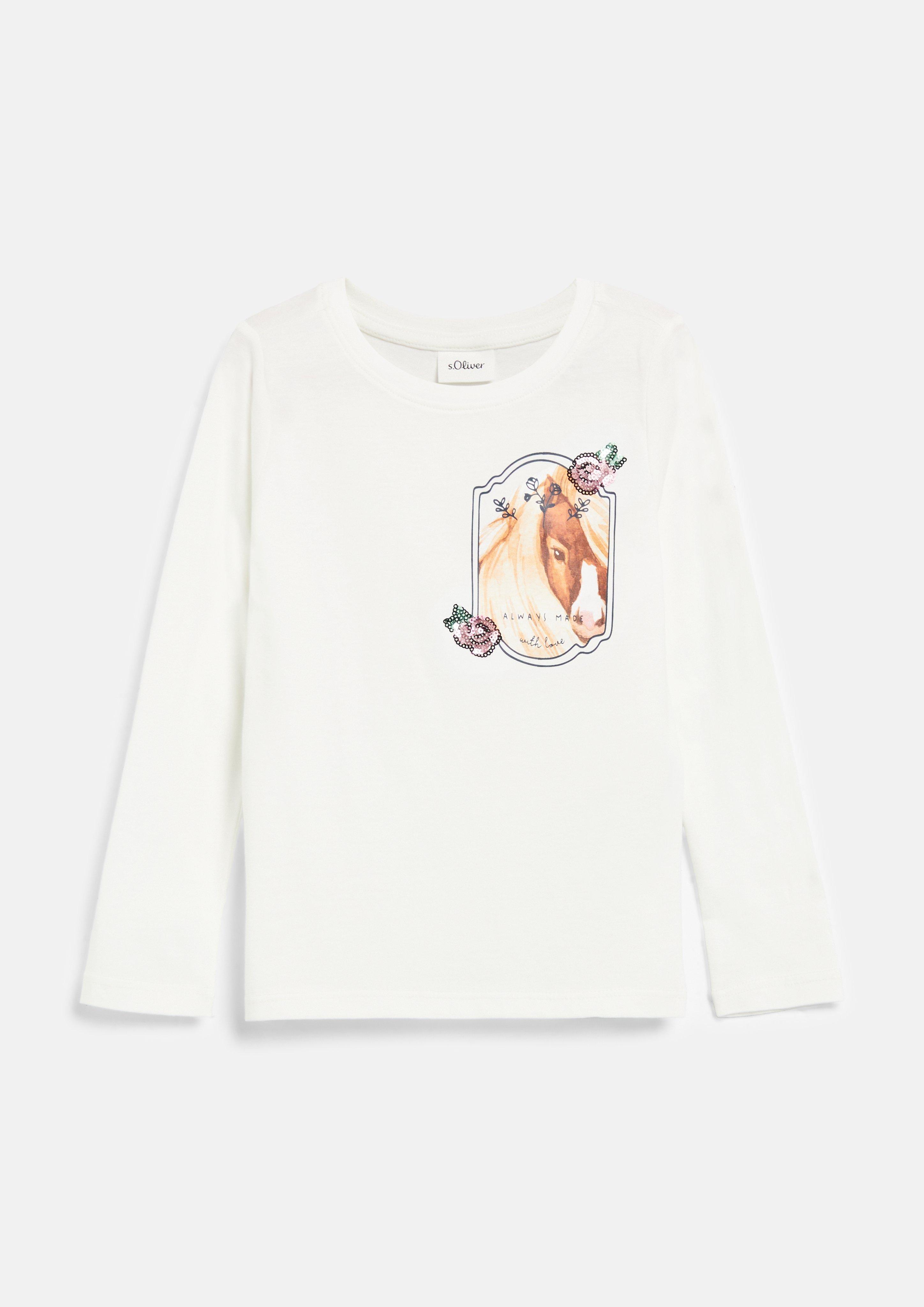 Junior T-shirt avec illustration et détails en paillettes en crème de s.Oliver