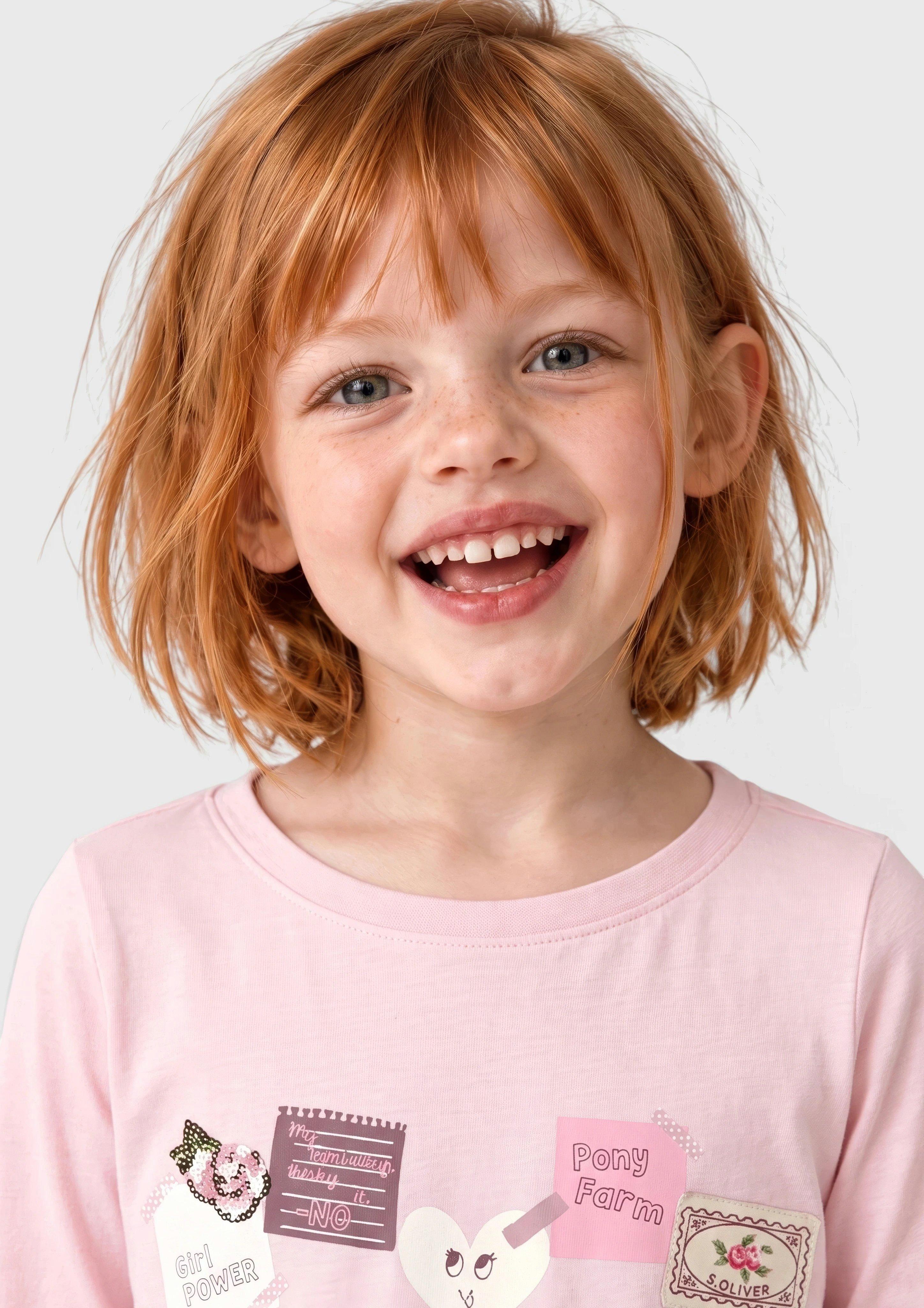 Junior T-shirt avec illustration et détails en paillettes en rose de s.Oliver