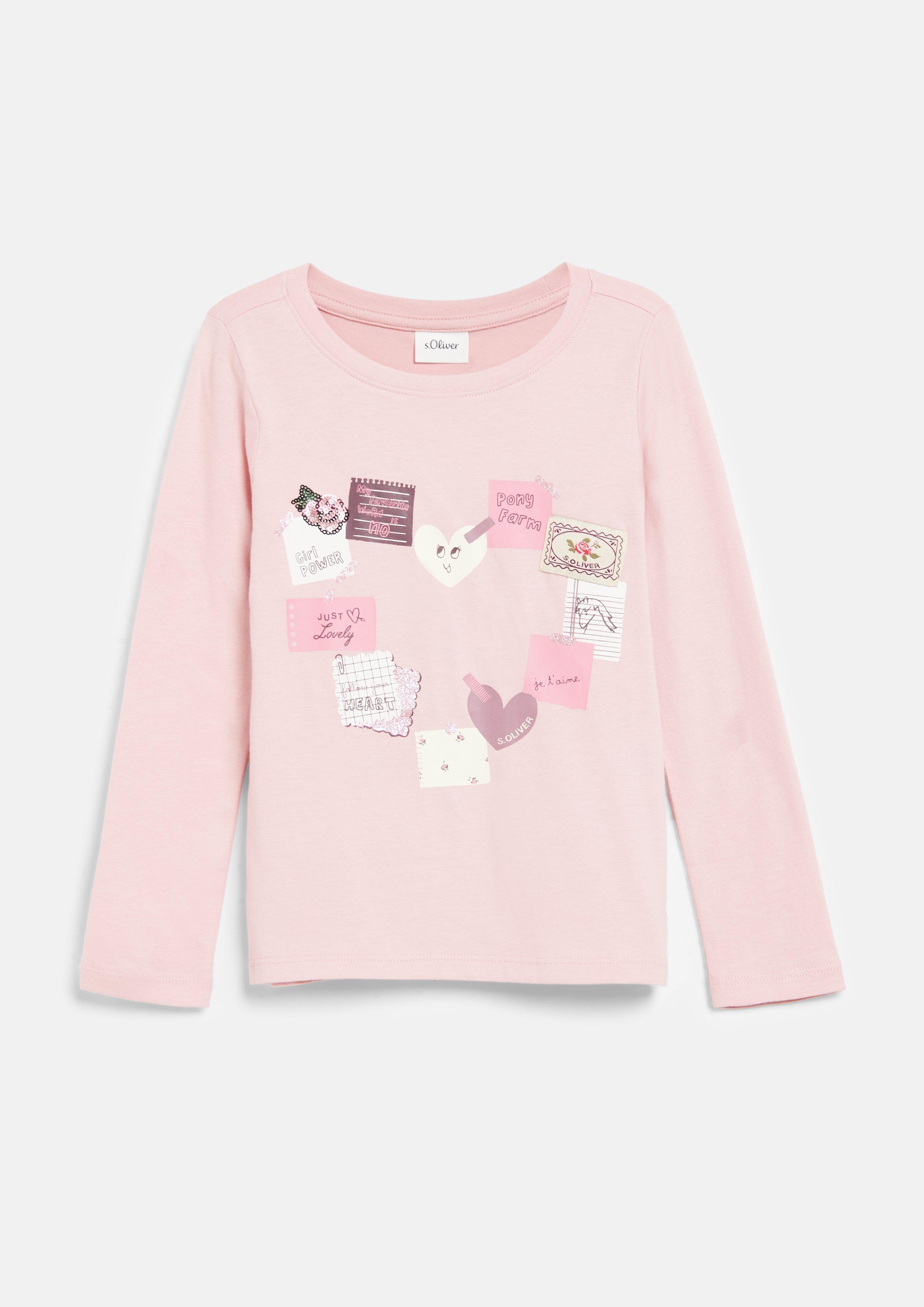 Junior T-shirt avec illustration et détails en paillettes en rose de s.Oliver