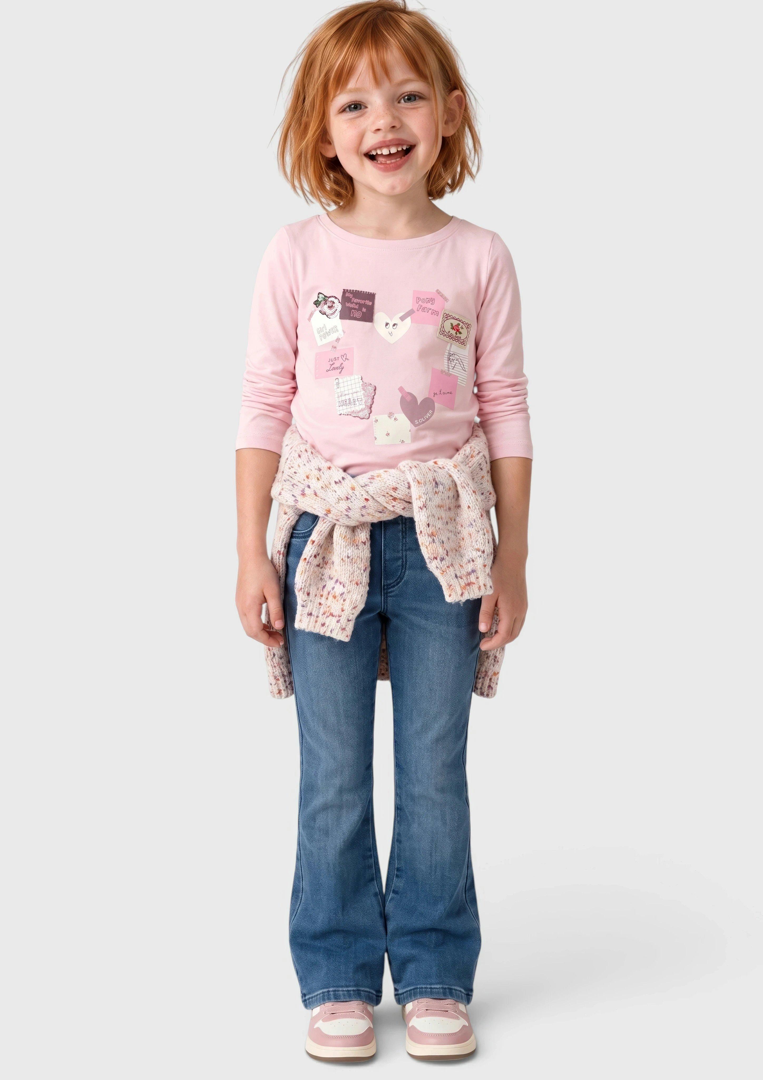 T-shirt with artwork and sequin details in rose by s.Oliver