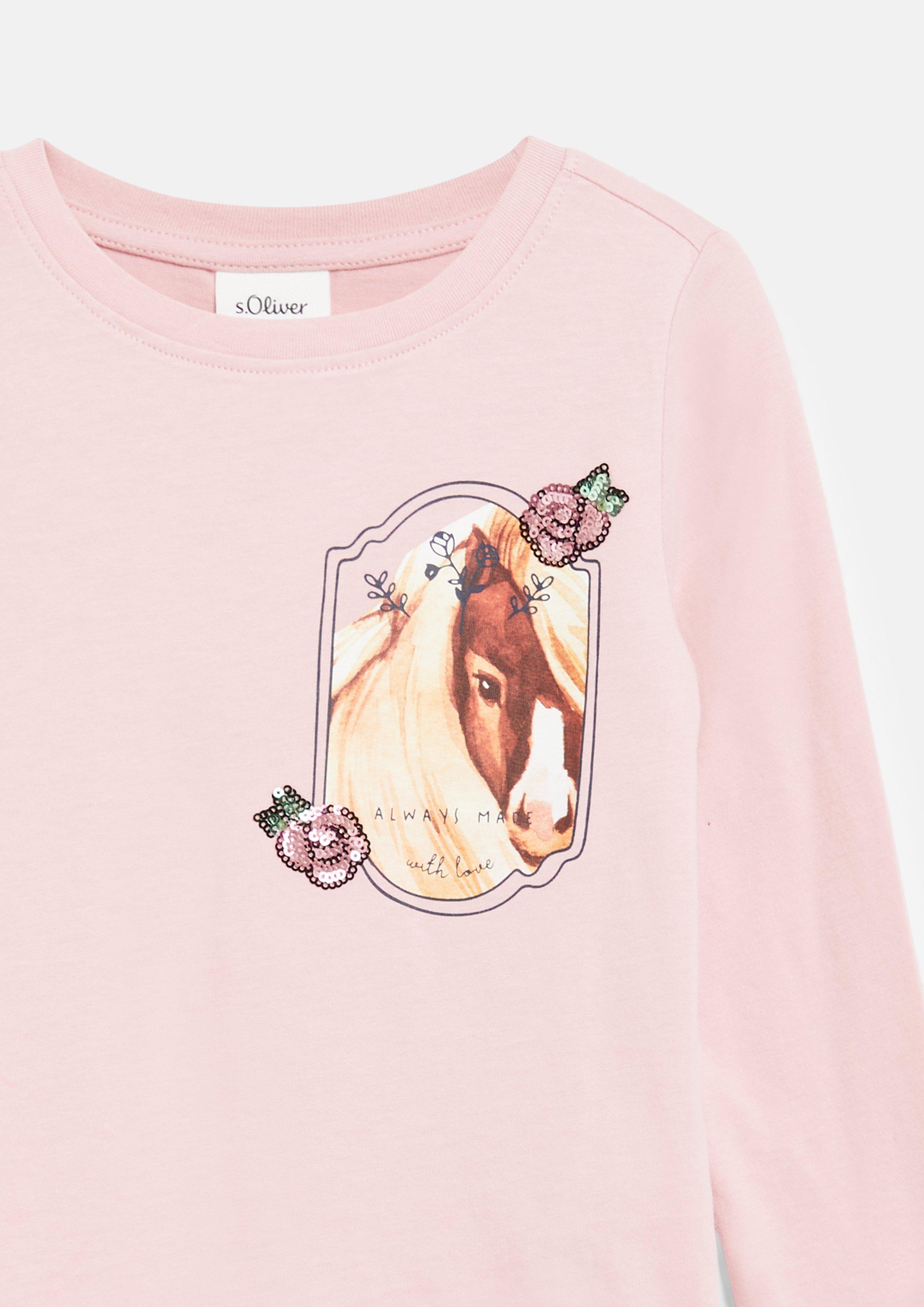 Junior T-shirt avec illustration et détails en paillettes en rose de s.Oliver
