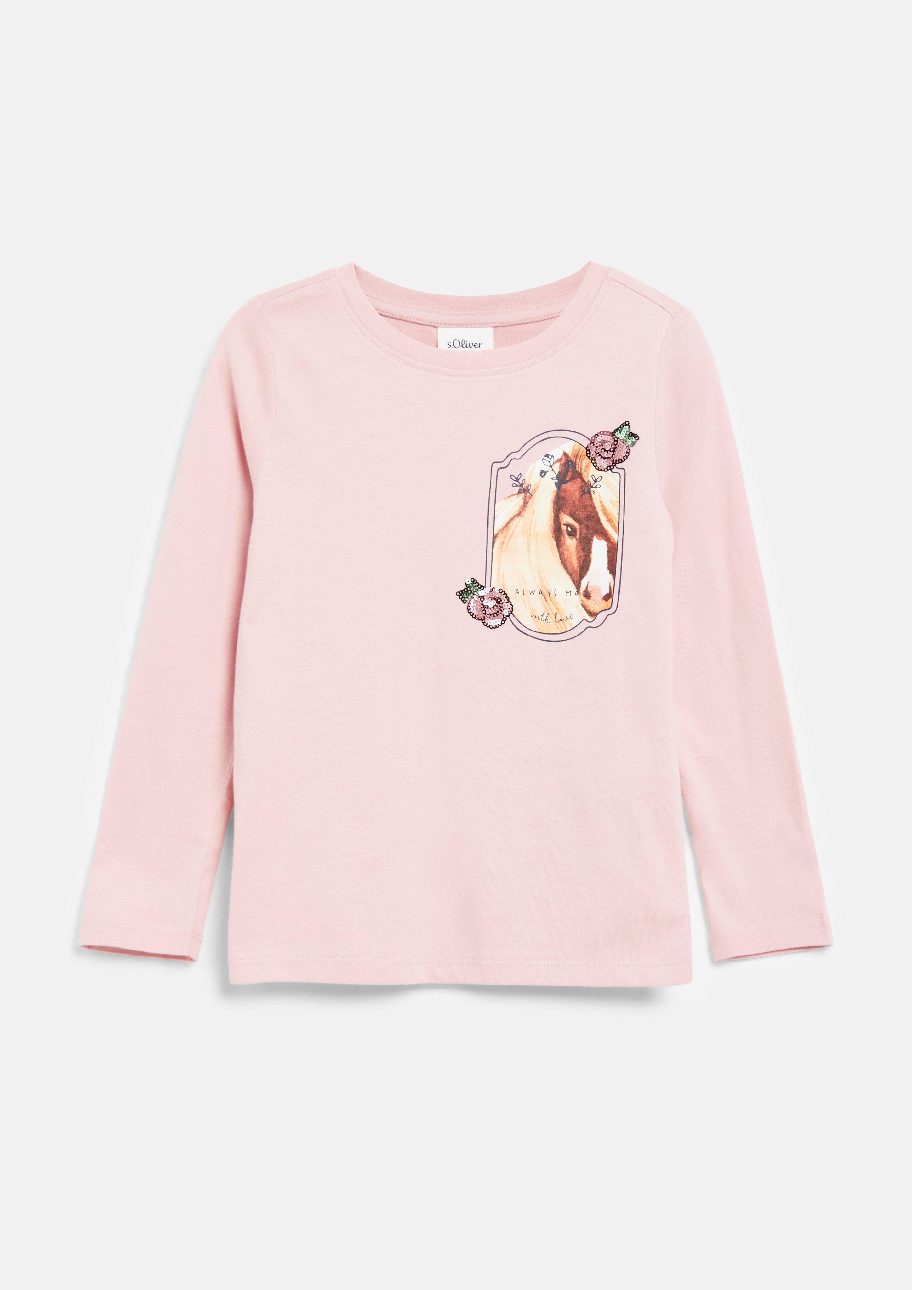 Junior T-shirt avec illustration et détails en paillettes en rose de s.Oliver