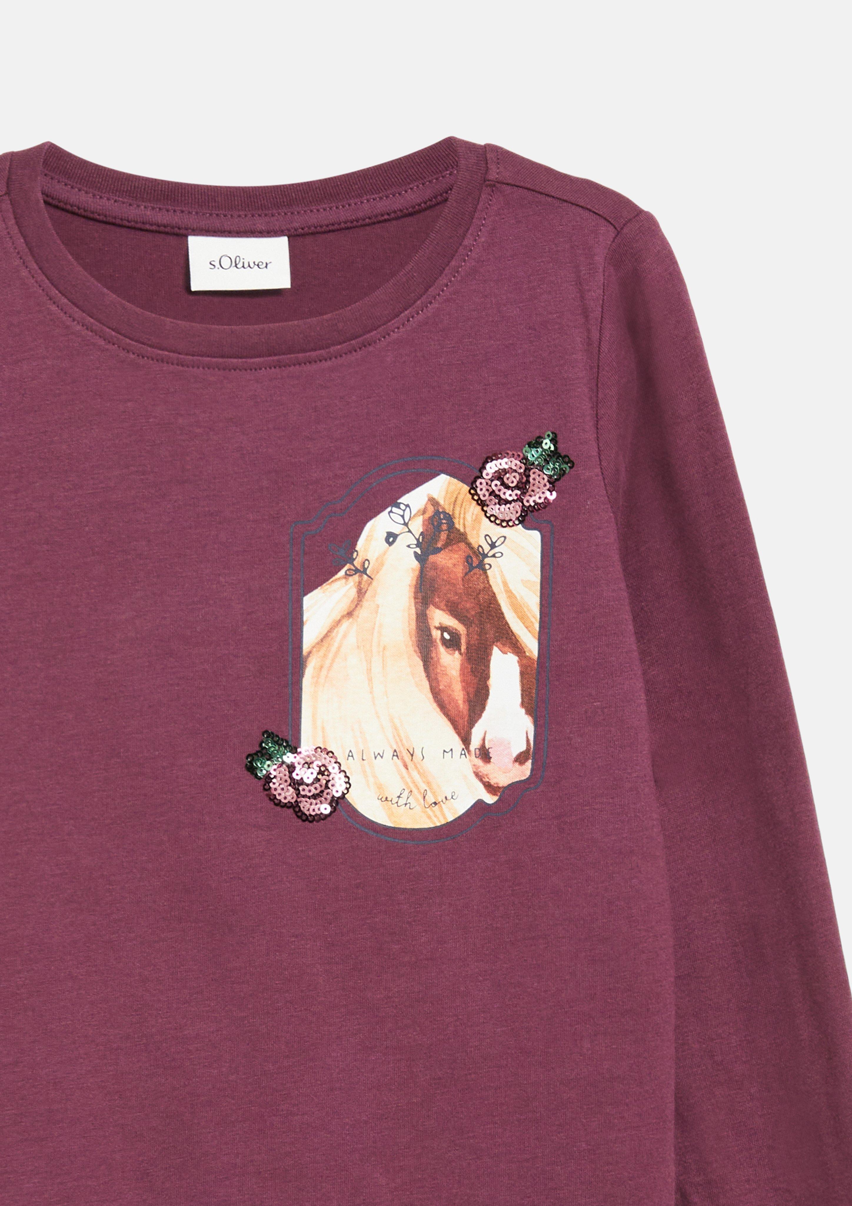 Junior T-shirt avec illustration et détails en paillettes en rouge de s.Oliver