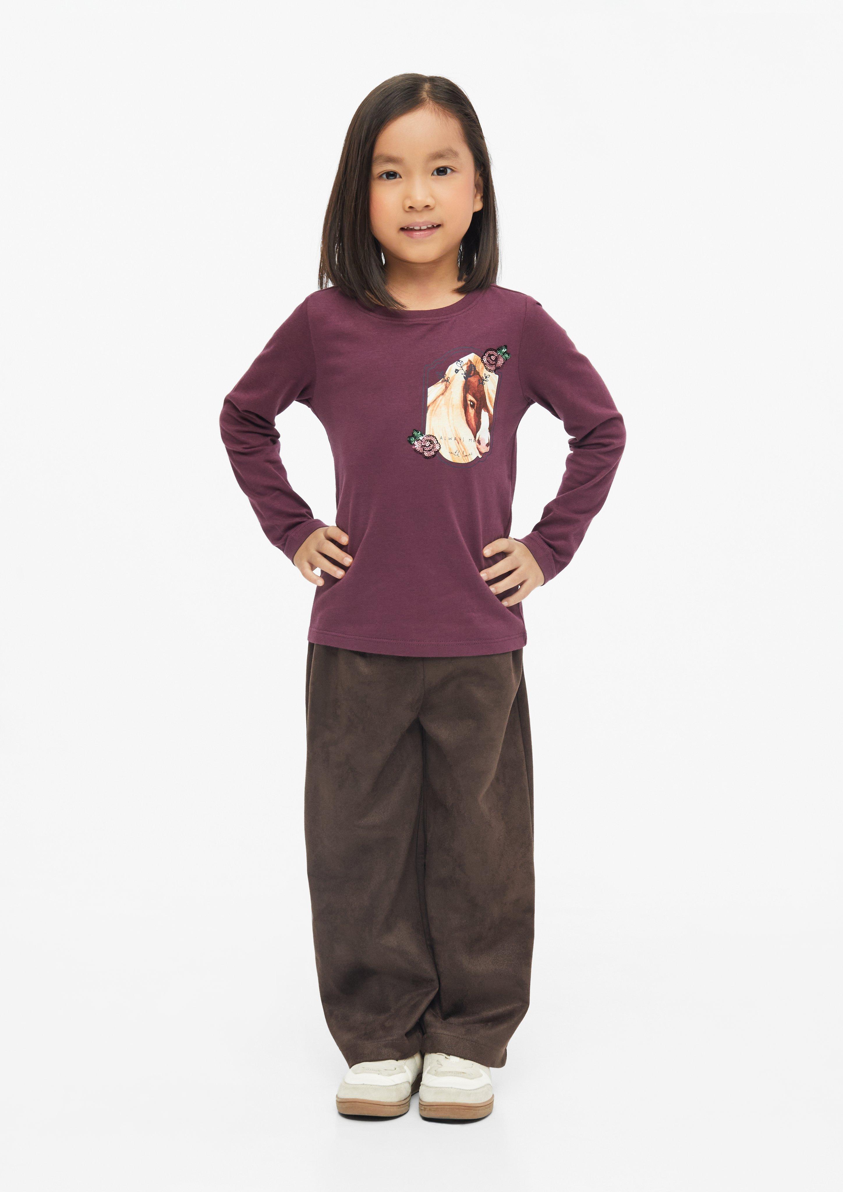 Junior T-shirt avec illustration et détails en paillettes en rouge de s.Oliver