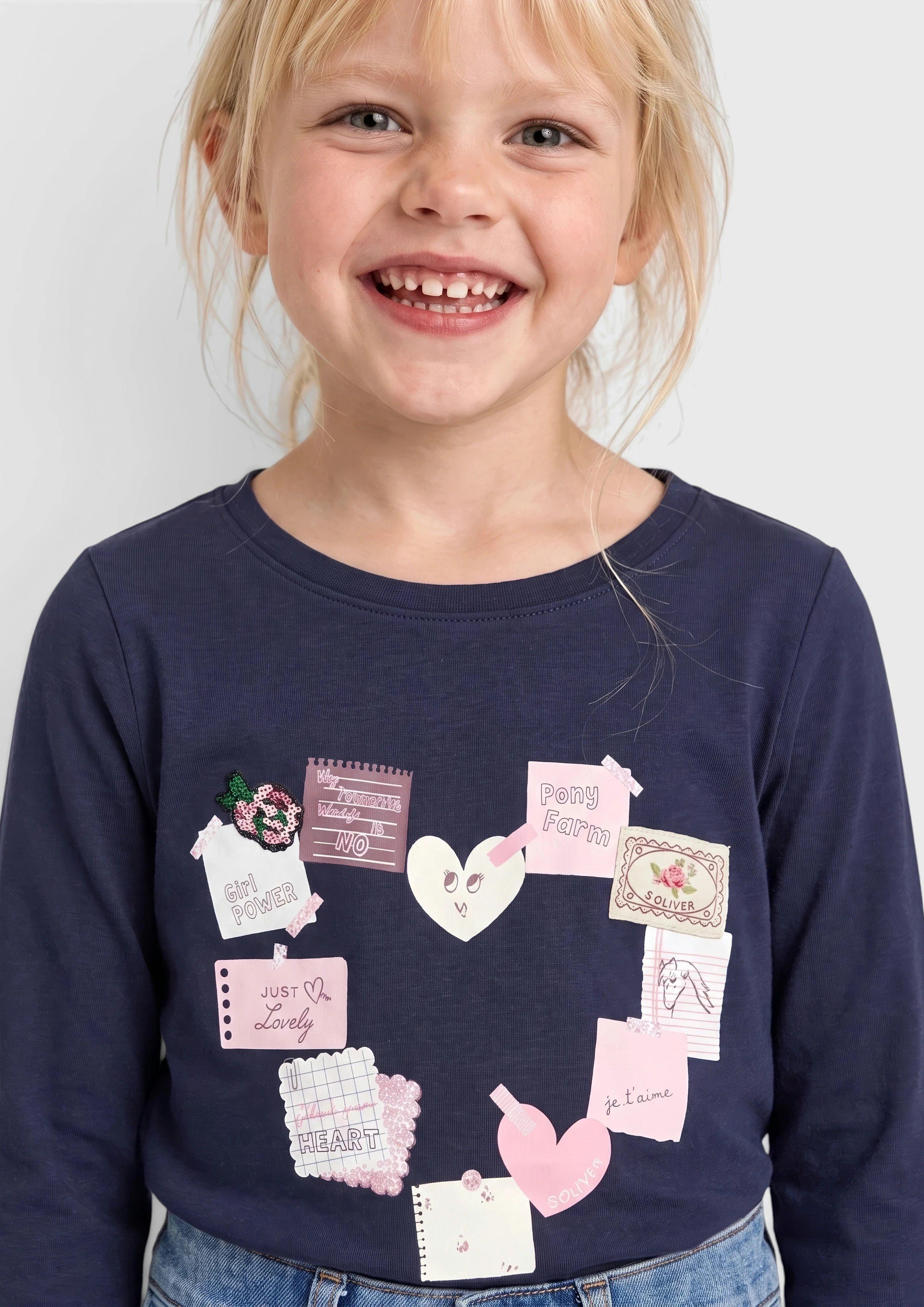Junior T-shirt avec illustration et détails en paillettes en bleu de s.Oliver