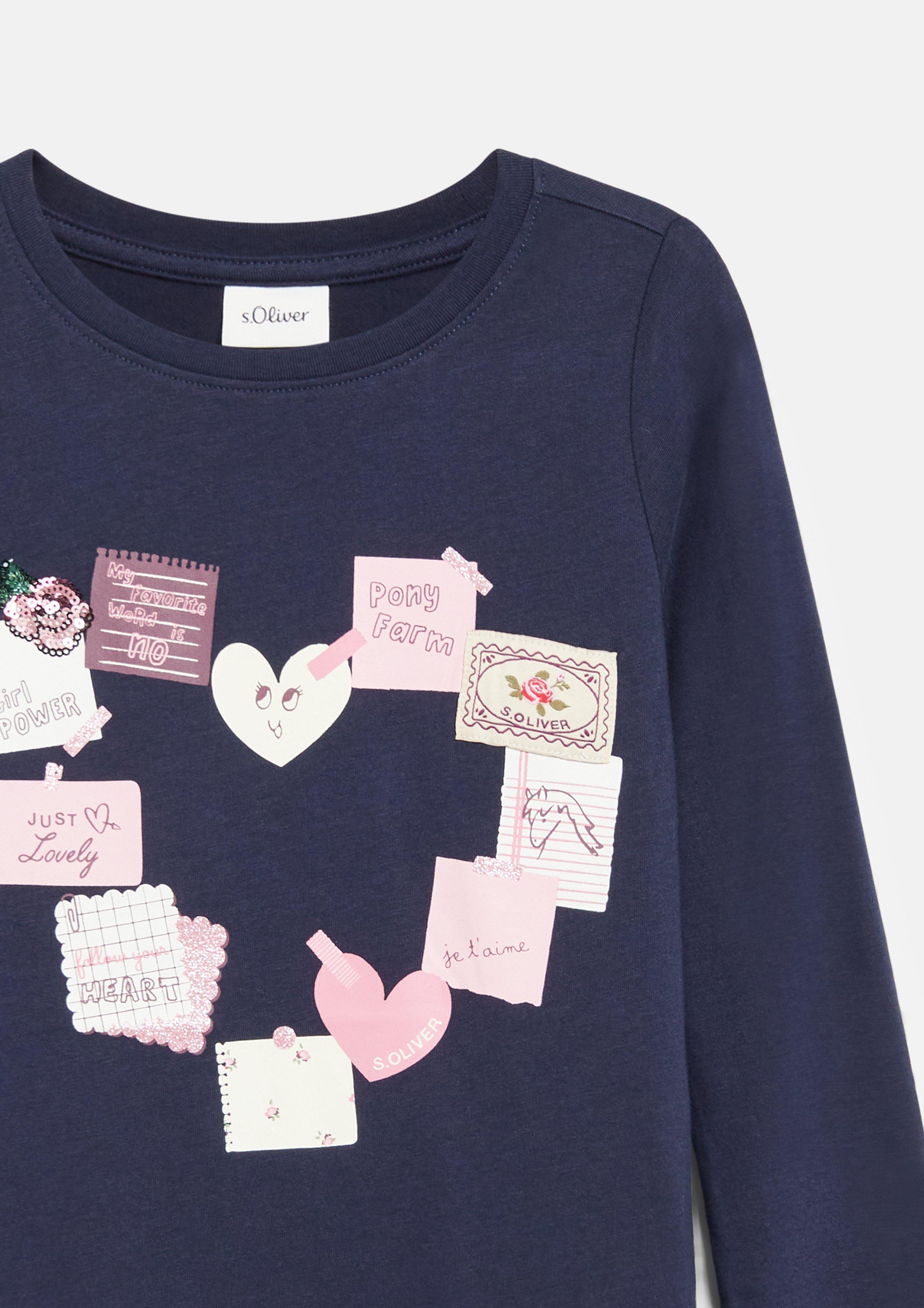 Junior T-shirt avec illustration et détails en paillettes en bleu de s.Oliver
