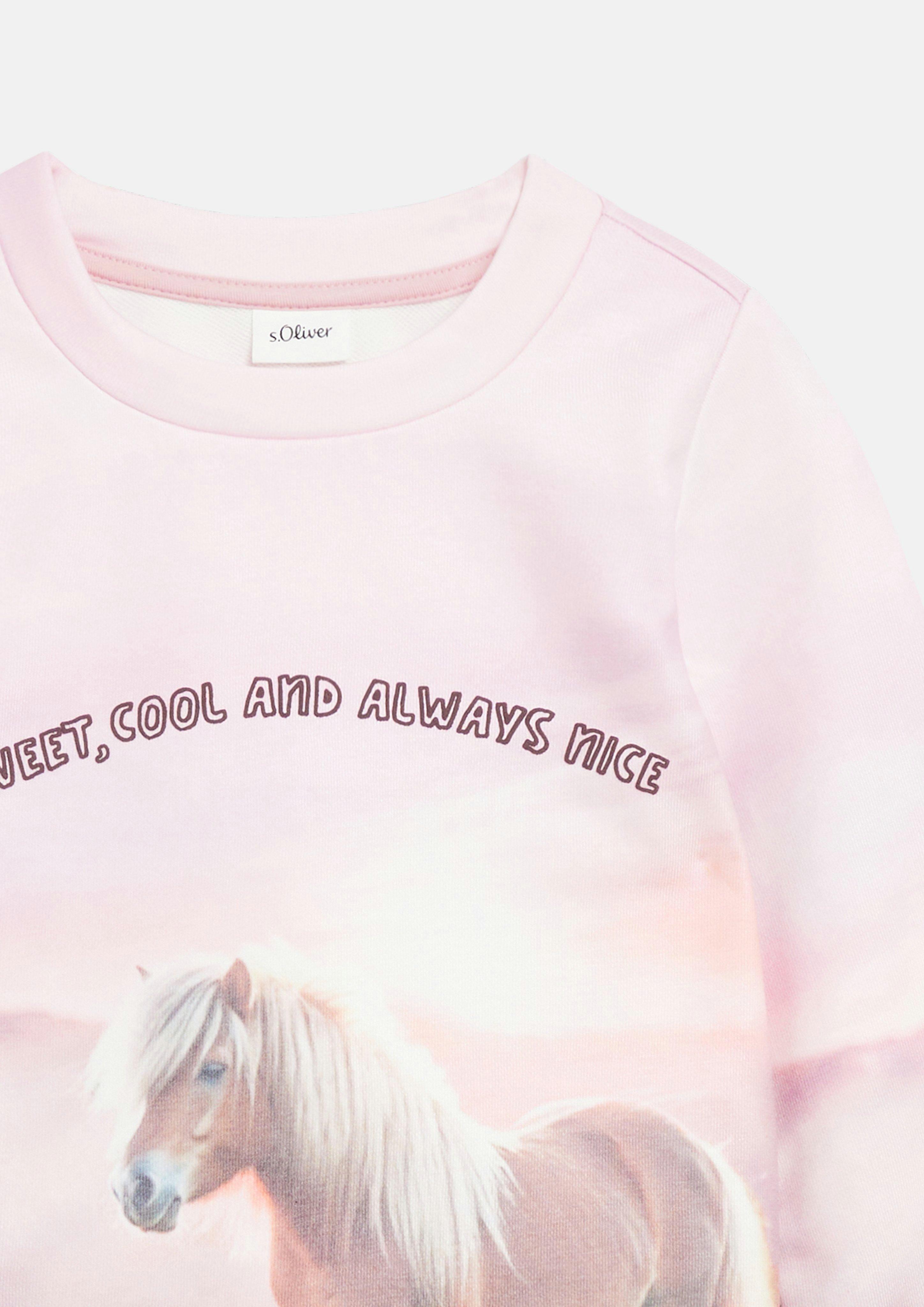 Kids Sweatshirt with all-over print in pink by s.Oliver