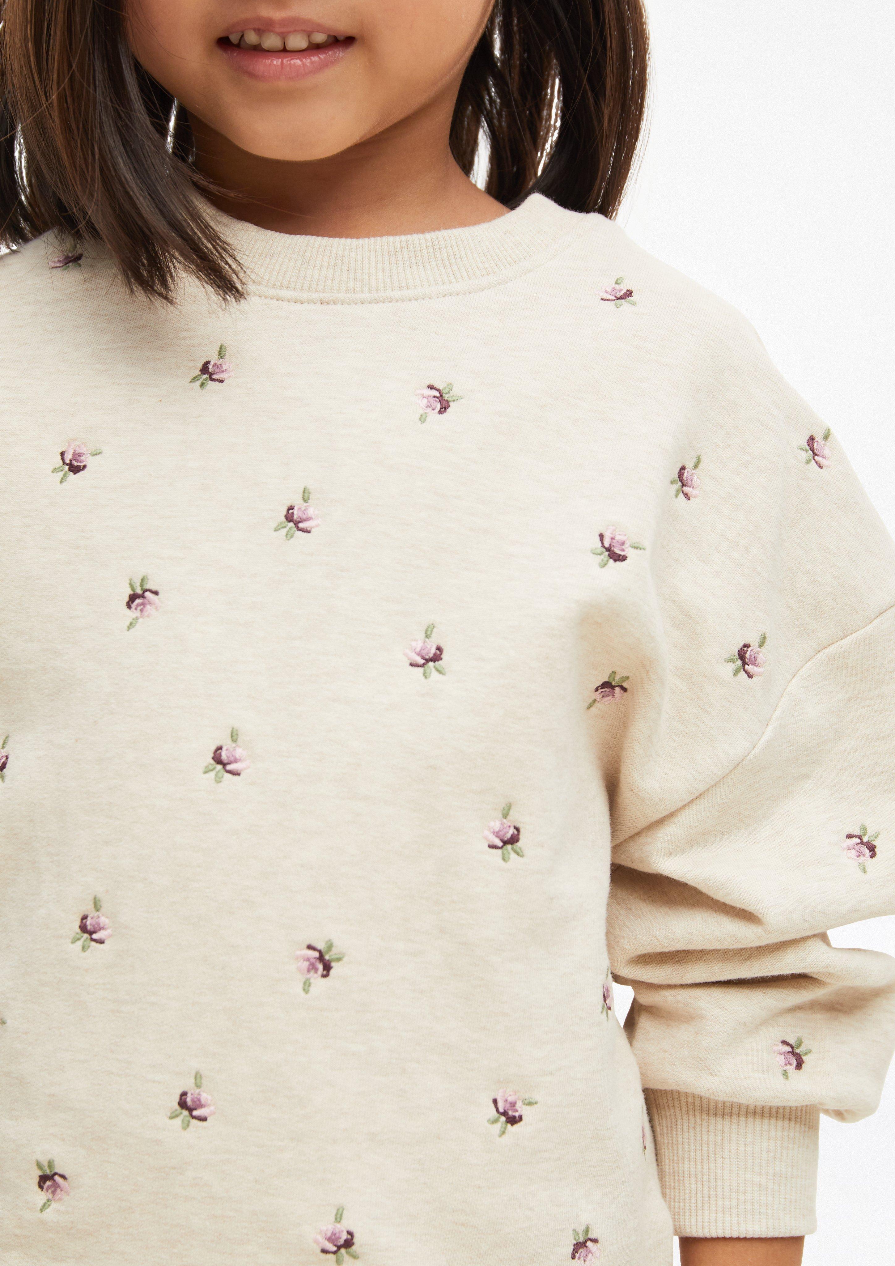 Kinder Kuscheliges Oversize-Sweatshirt mit floraler Stickerei in beige von s.Oliver