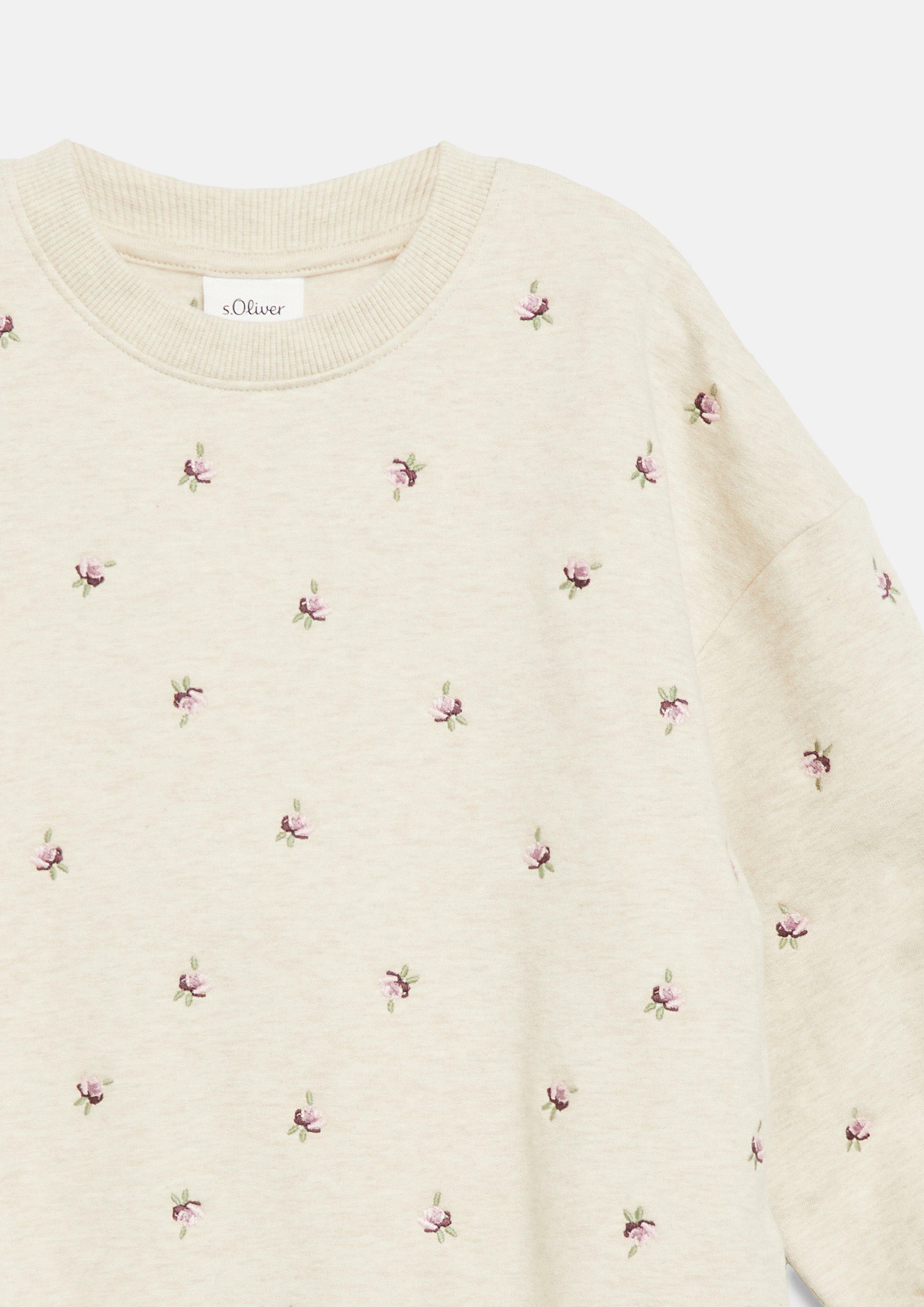 Kinder Kuscheliges Oversize-Sweatshirt mit floraler Stickerei in beige von s.Oliver