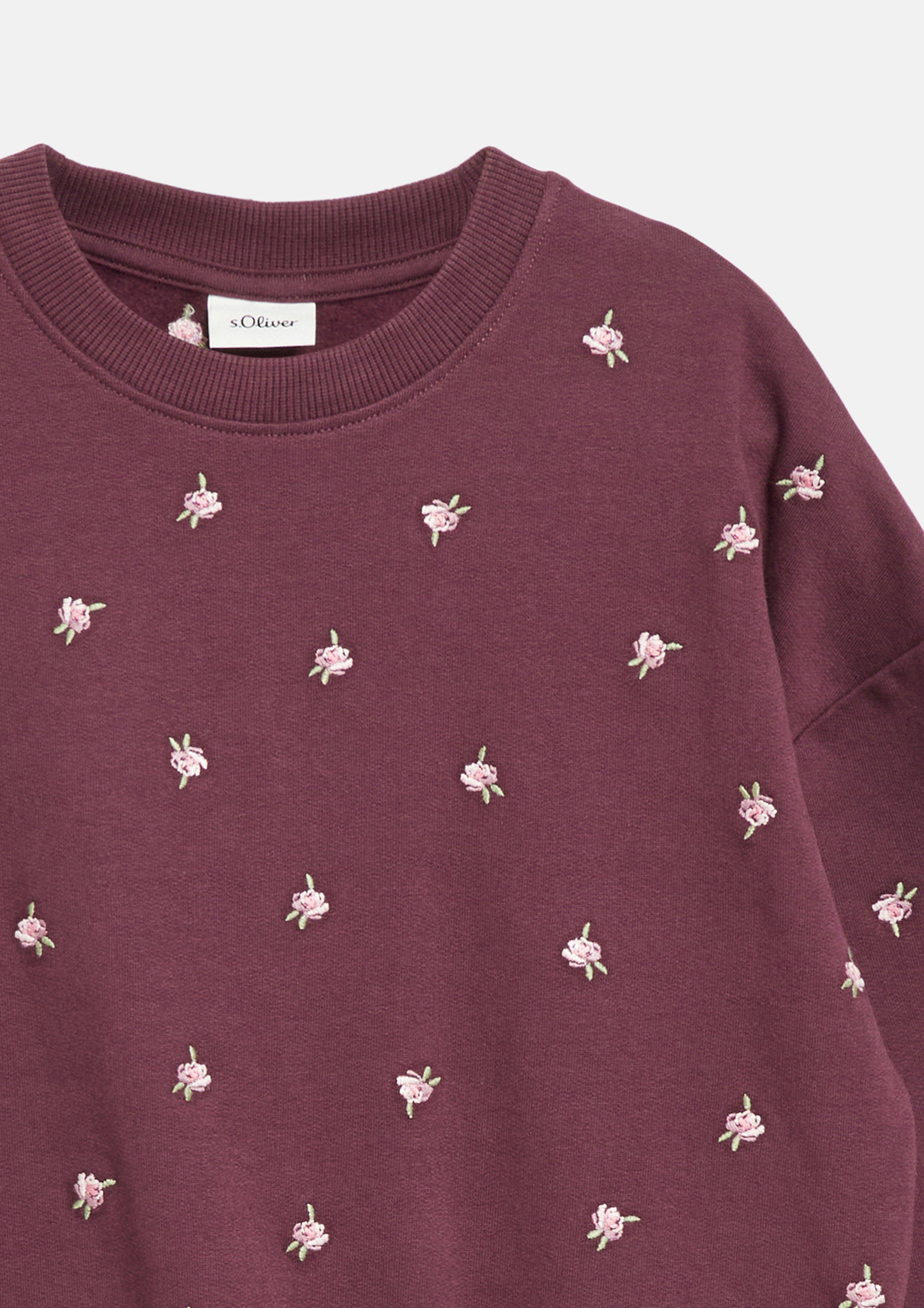 Kinder Kuscheliges Oversize-Sweatshirt mit floraler Stickerei in rot von s.Oliver