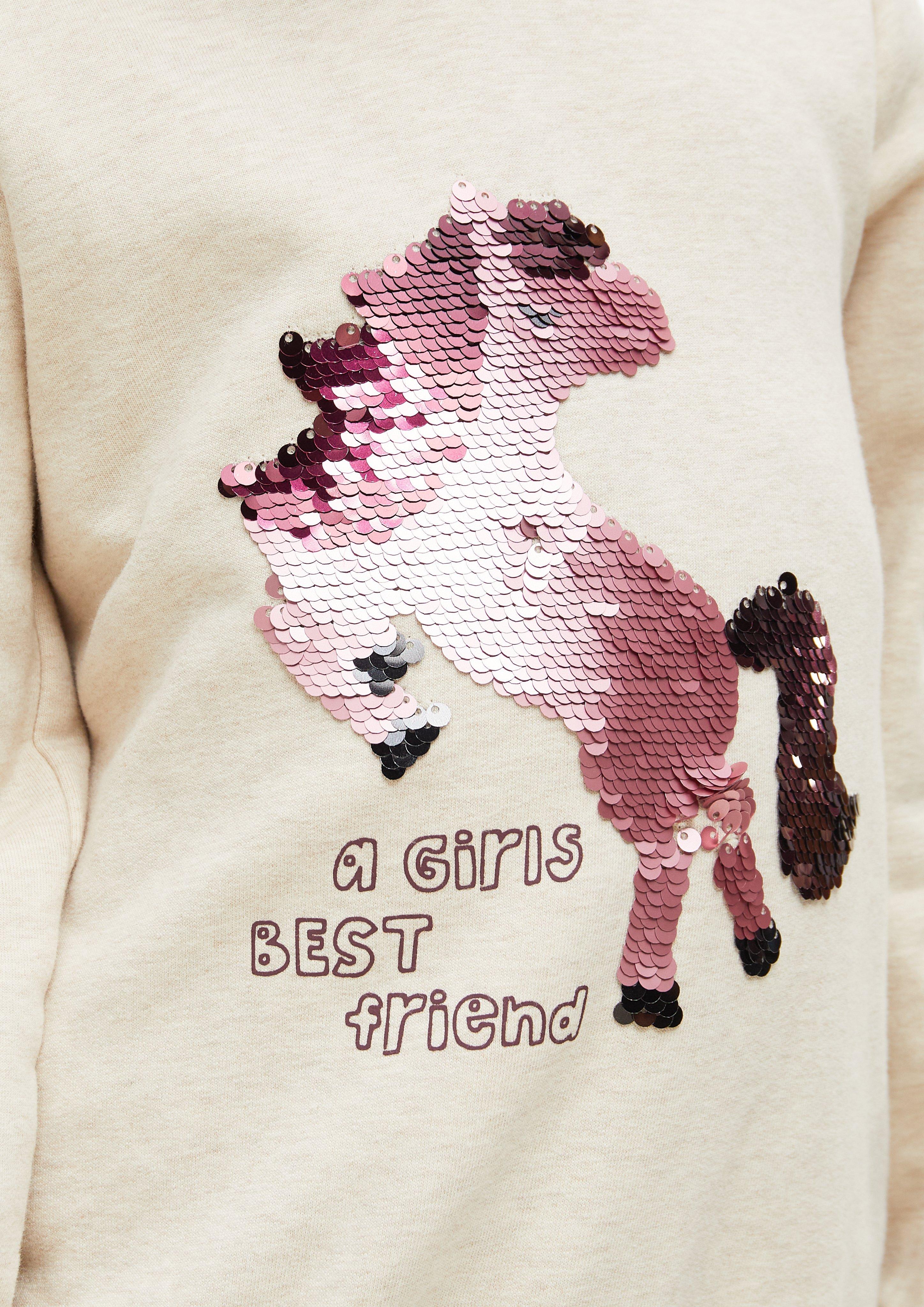 Junior Knusse hoodie met omkeerbare pailletten in beige van s.Oliver