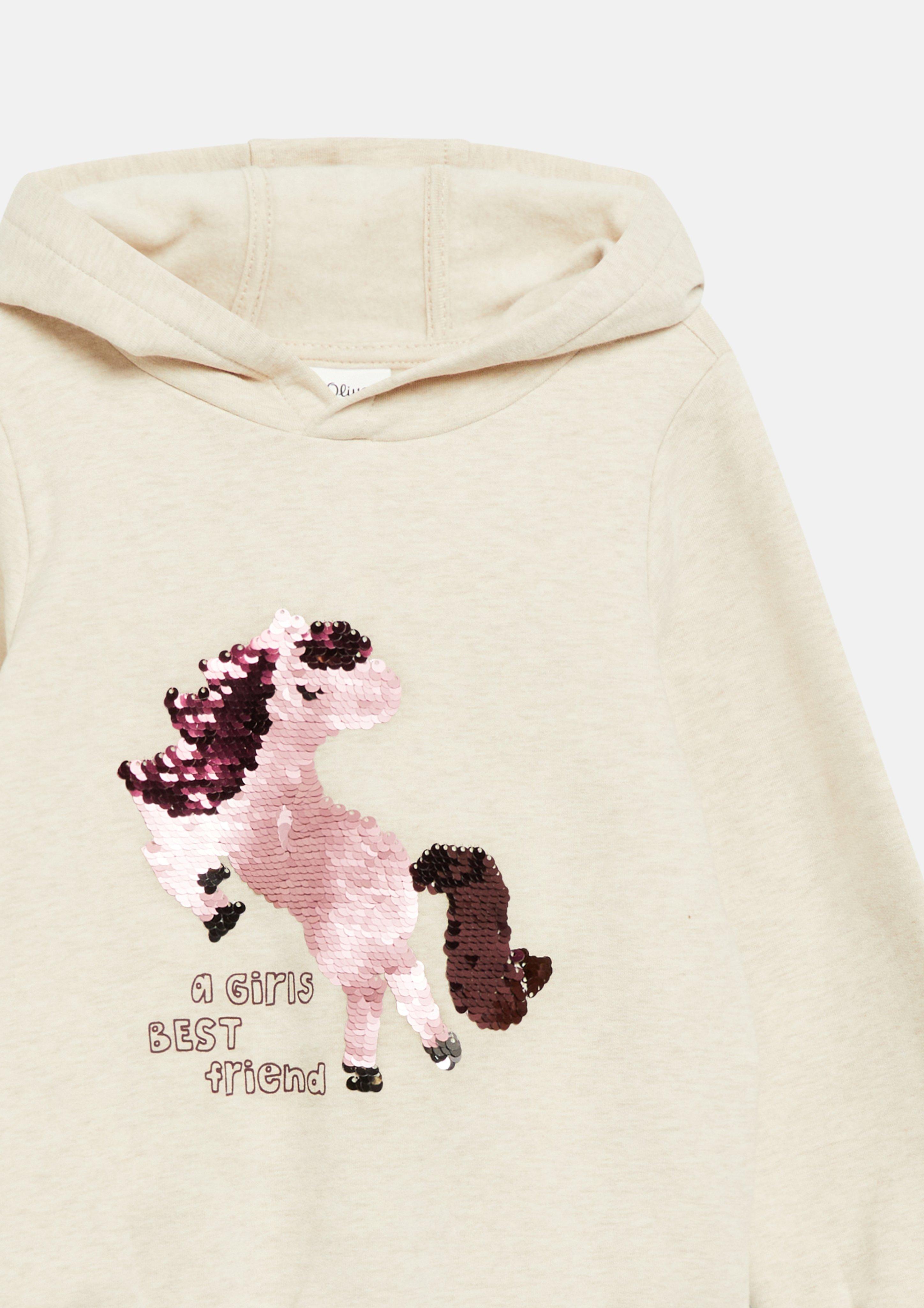 Junior Knusse hoodie met omkeerbare pailletten in beige van s.Oliver