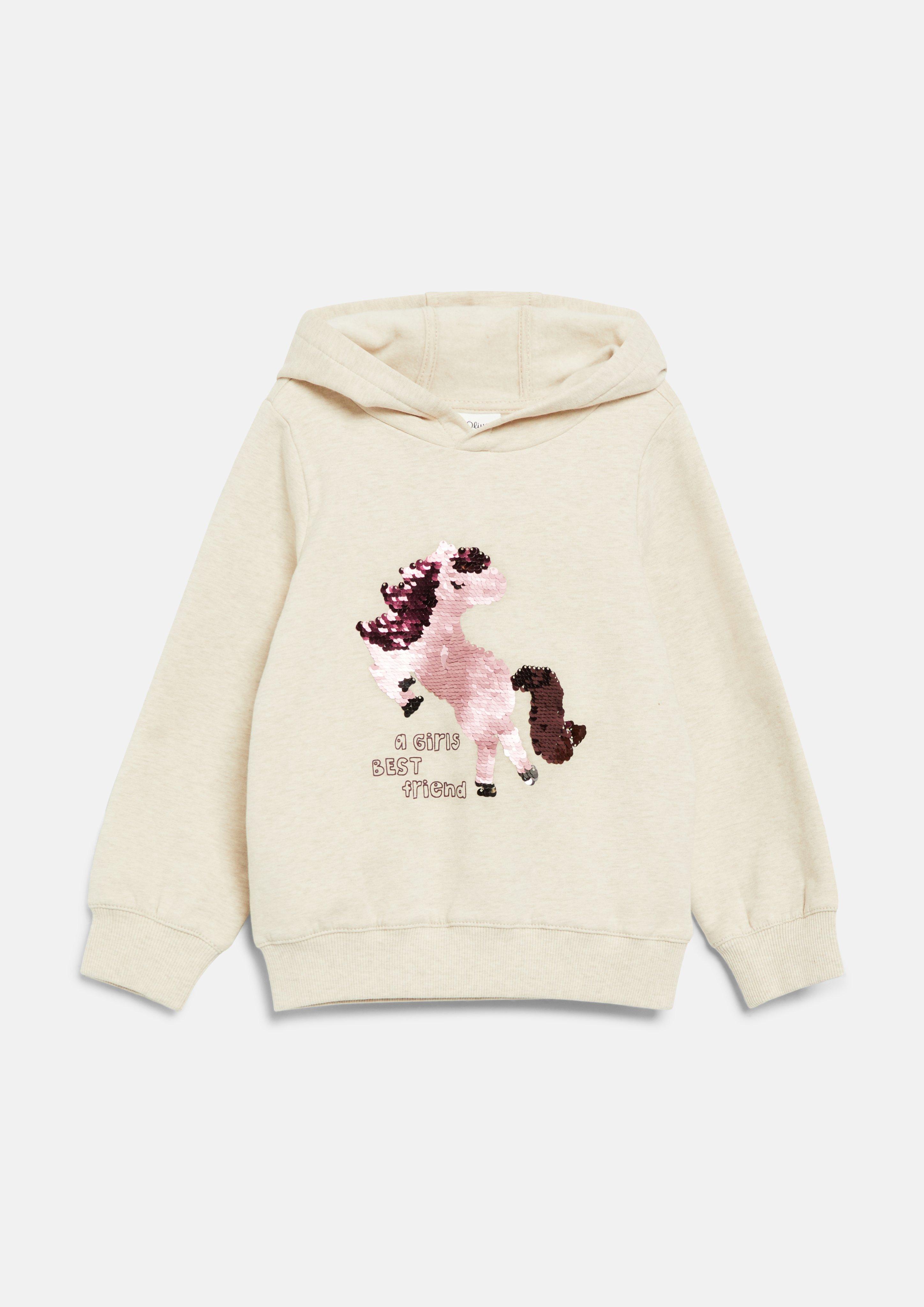 Kuscheliger Hoodie mit Wendepailletten in Farbe helles beige von s.Oliver