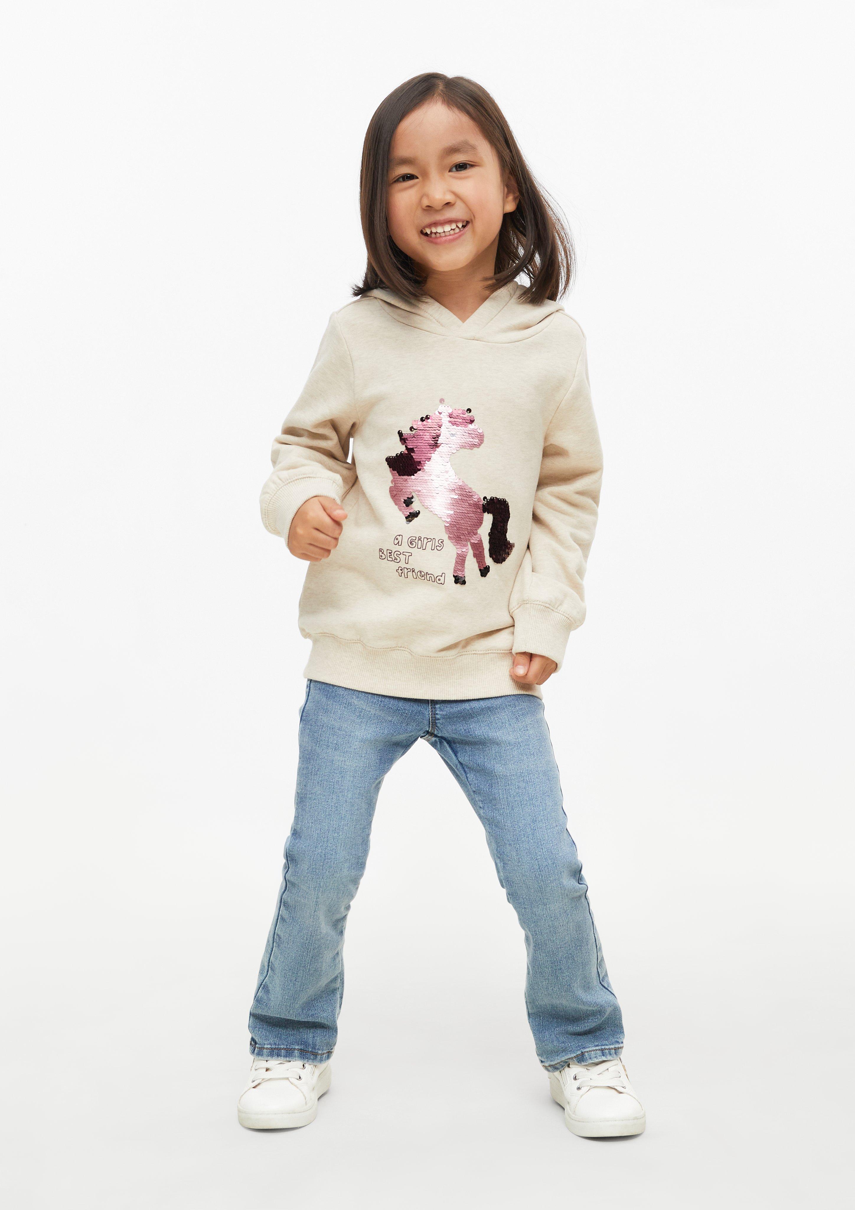 Junior Knusse hoodie met omkeerbare pailletten in beige van s.Oliver