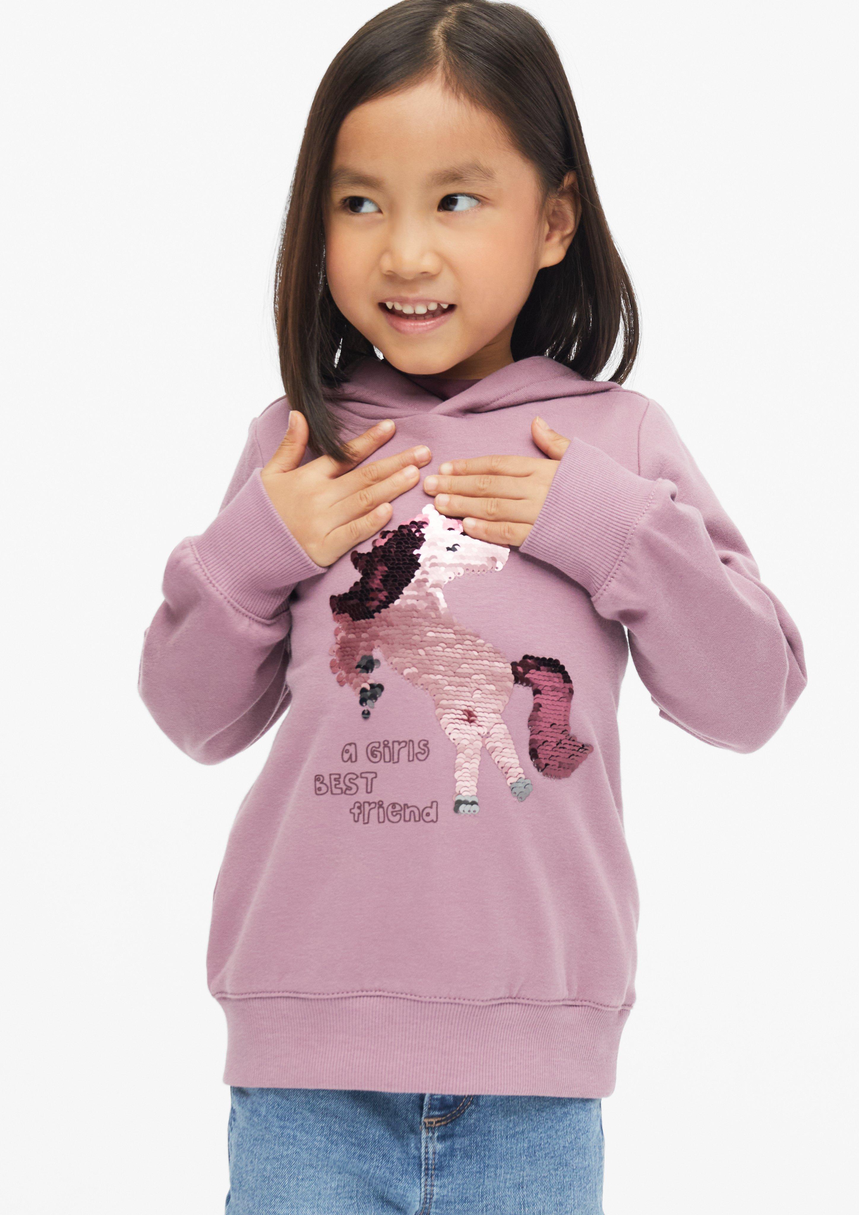 Junior Knusse hoodie met omkeerbare pailletten in roze van s.Oliver