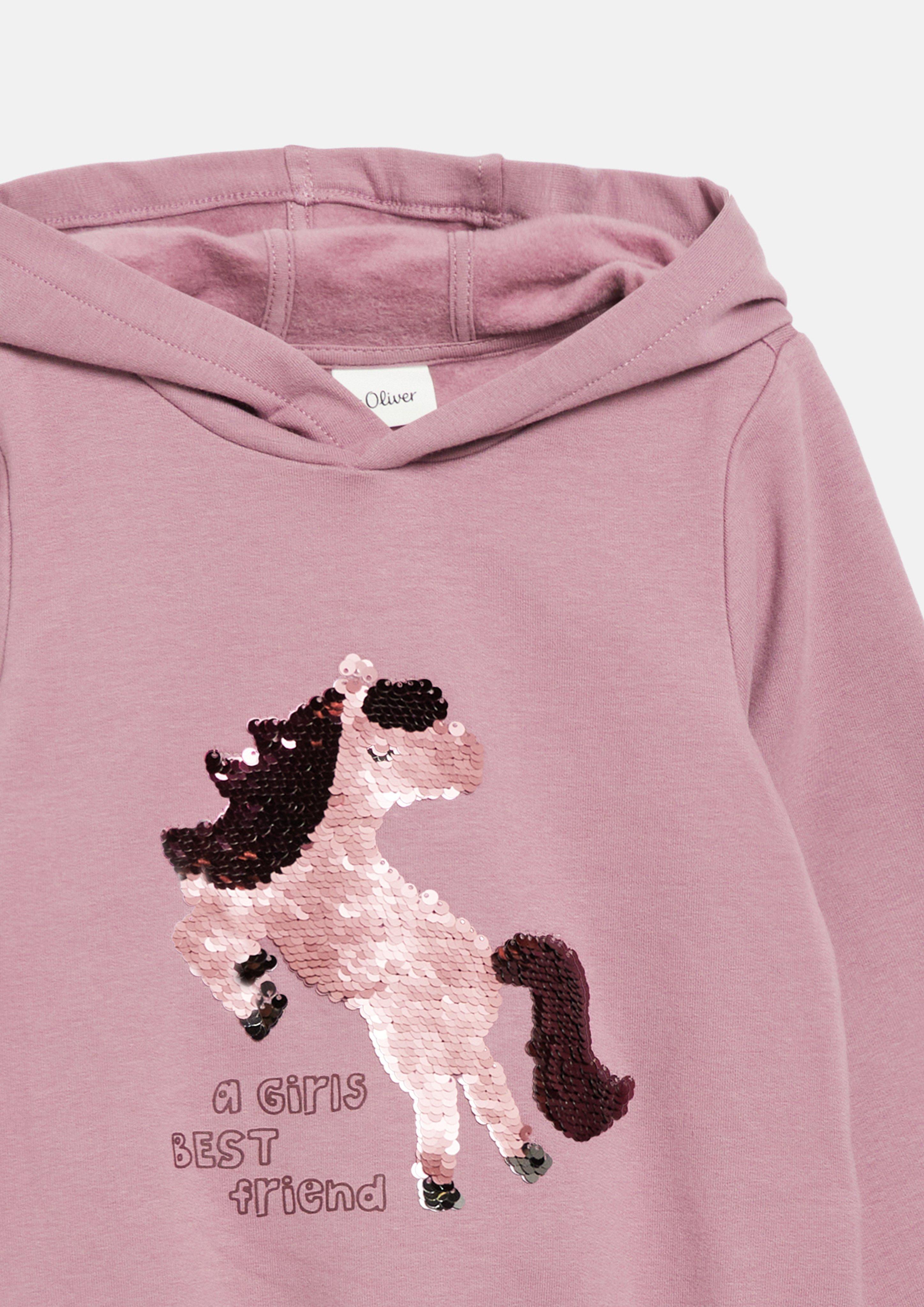 Junior Sweat à capuche douillet avec paillettes réversibles en rose de s.Oliver